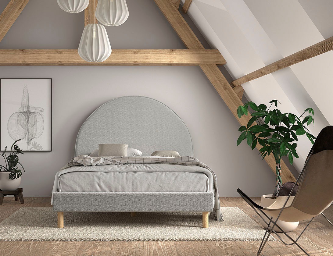 Vipack Polsterbett »MOON«, (Made in Europe), 2 Breiten (90 o. 140 cm), Lattenrost, Bouclé Stoff, wahlw. 4 Farben