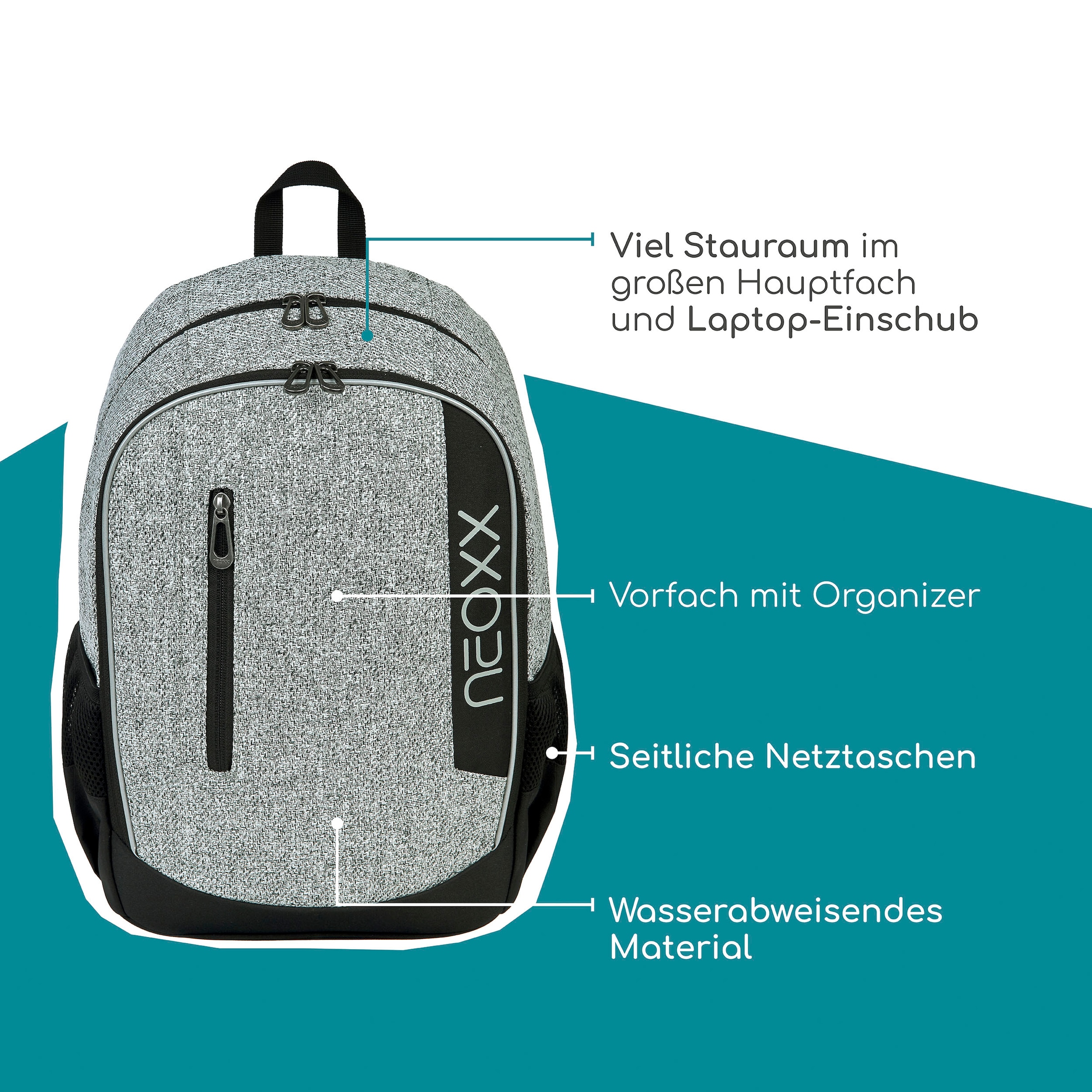 neoxx Schulrucksack »Flow, Wool the World«, teilweise aus recyceltem Material