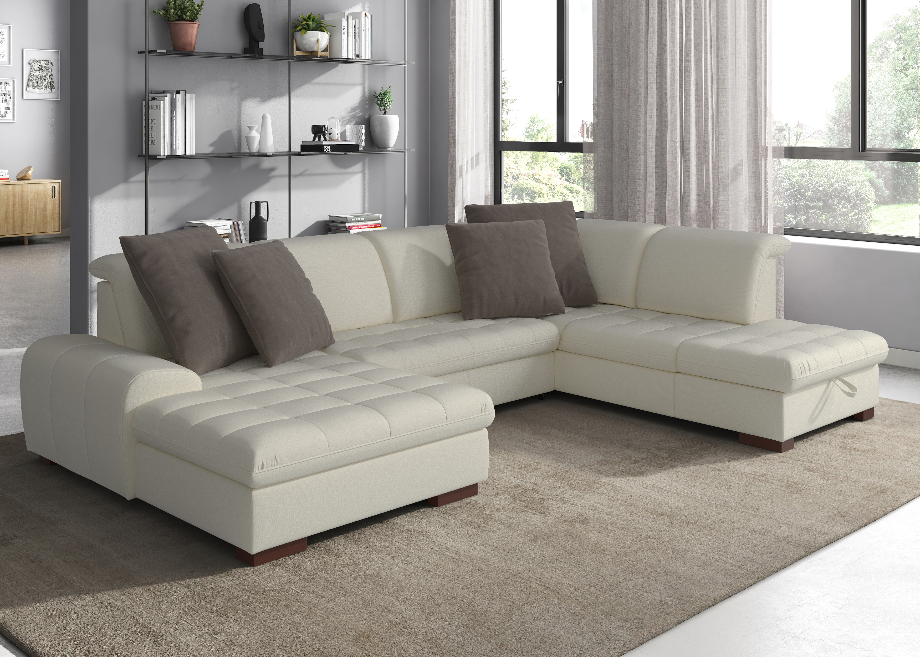 sit&more Wohnlandschaft "Luxor U-Form" wahlweise mit Schlaffunktion, Bettkasten und Kopfteilverstellung