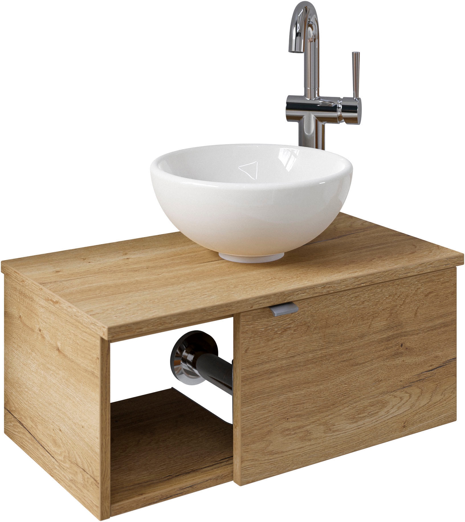 Saphir Waschtisch »Serie 6915 Waschschale mit Unterschrank für Gästebad, Gäste WC«, 61 cm breit, 1 Tür, offenes Fach, kleine Bäder, ohne Armatur