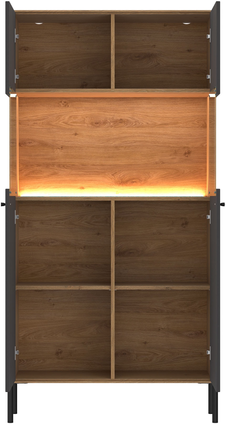 OTTO home Vitrine Vitrine, Breite 90 cm, mit geriffelten Fronten, auf Metallfüßen