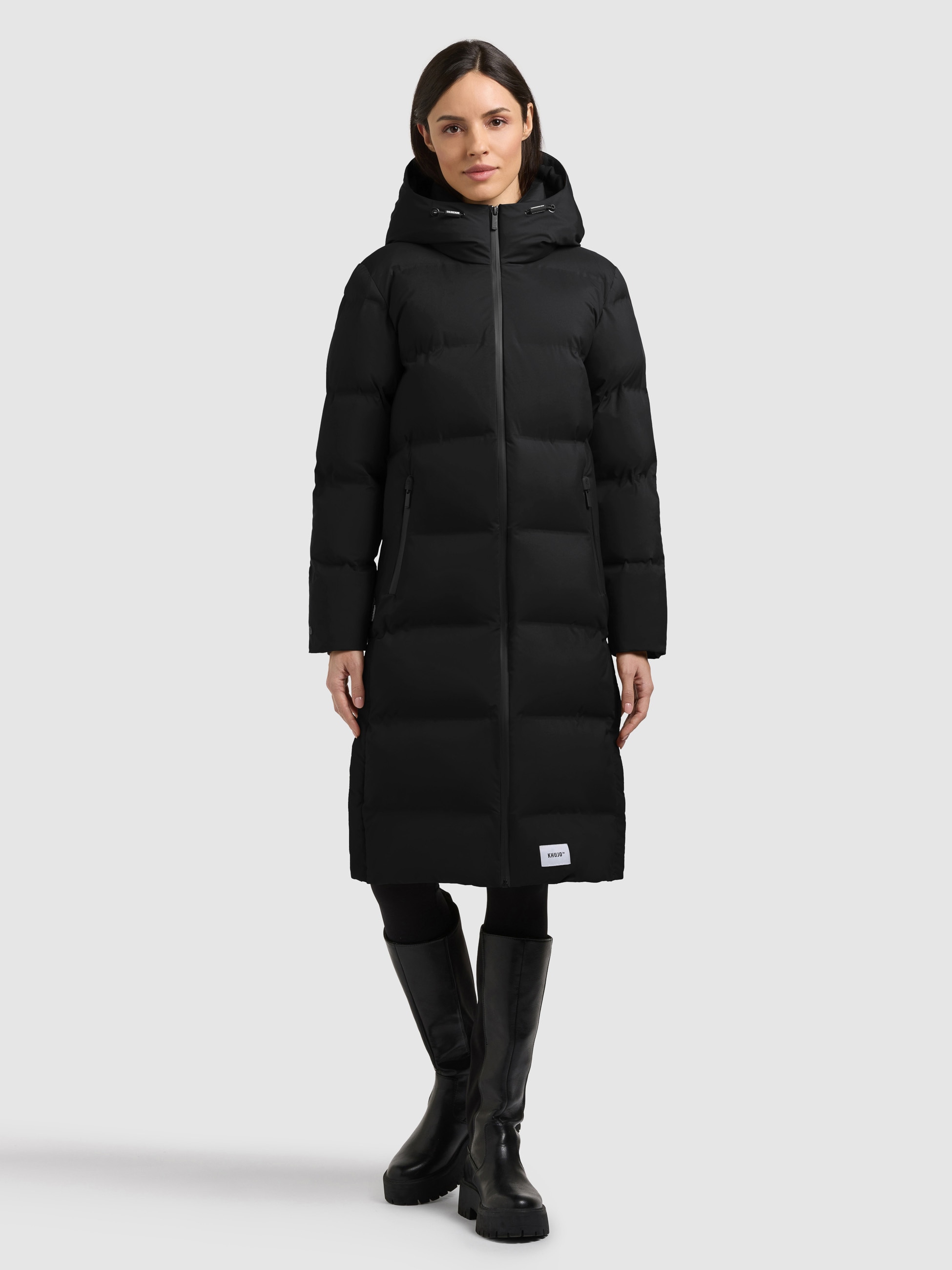 KHUJO Damen Steppmantel "EVERLYN"schwarz, Gr. L, unifarben, Web, 100% Nylon, Mäntel