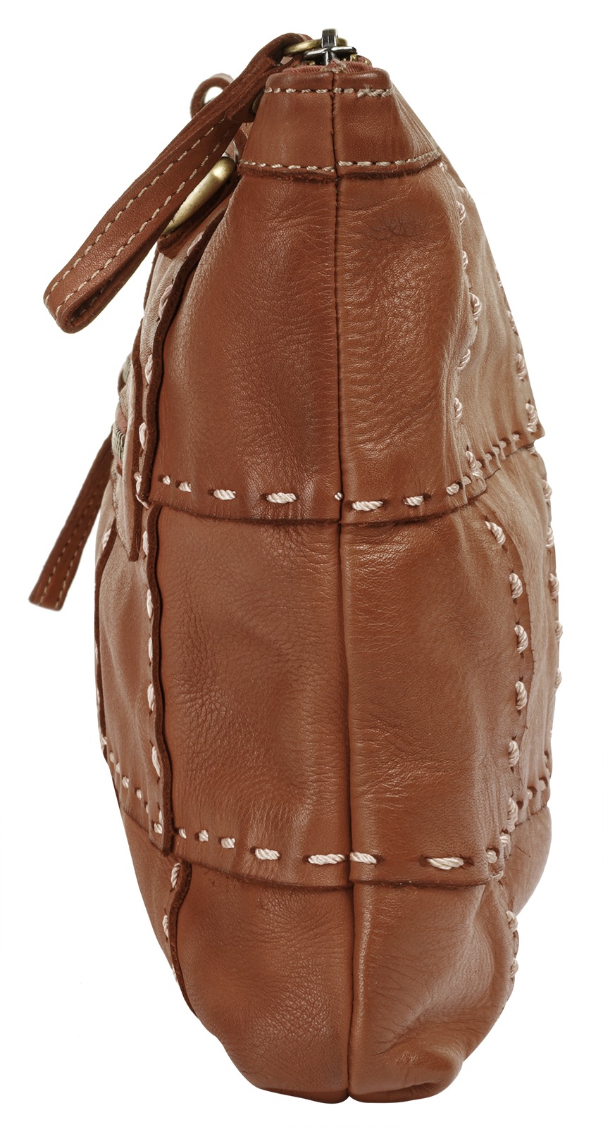 Umhängetasche SAMANTHA LOOK, Damen, Gr. B/H/T: 30cm x 23cm x 3cm onesize, braun (cognac), Leder, leicht glänzend, unifarben, Taschen Umhängetasche, echt Leder, Made in Italy 3