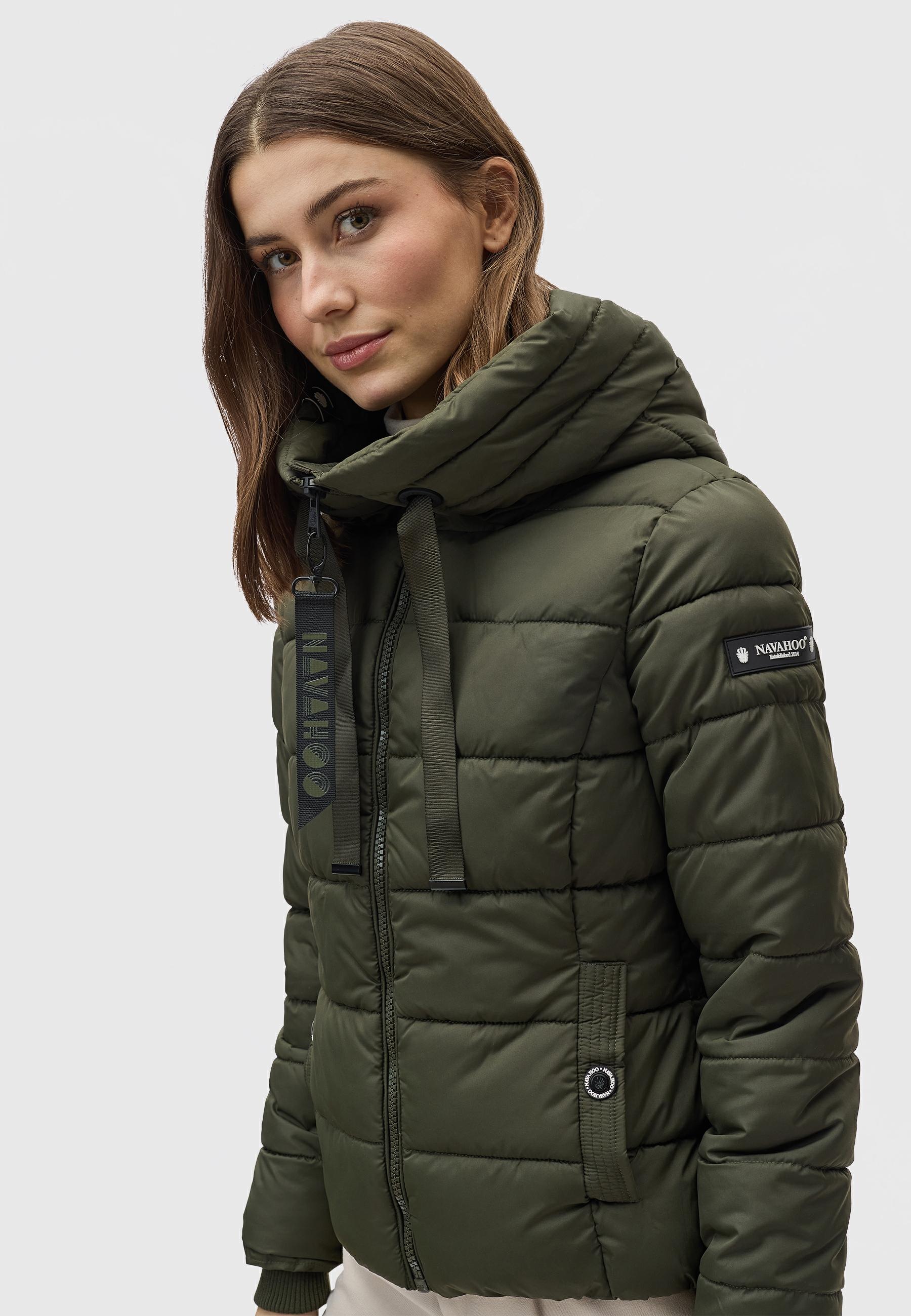 Navahoo Steppjacke »Amayaa«, mit Kapuze, stylische Damen Winterjacke mit coolen Applikationen