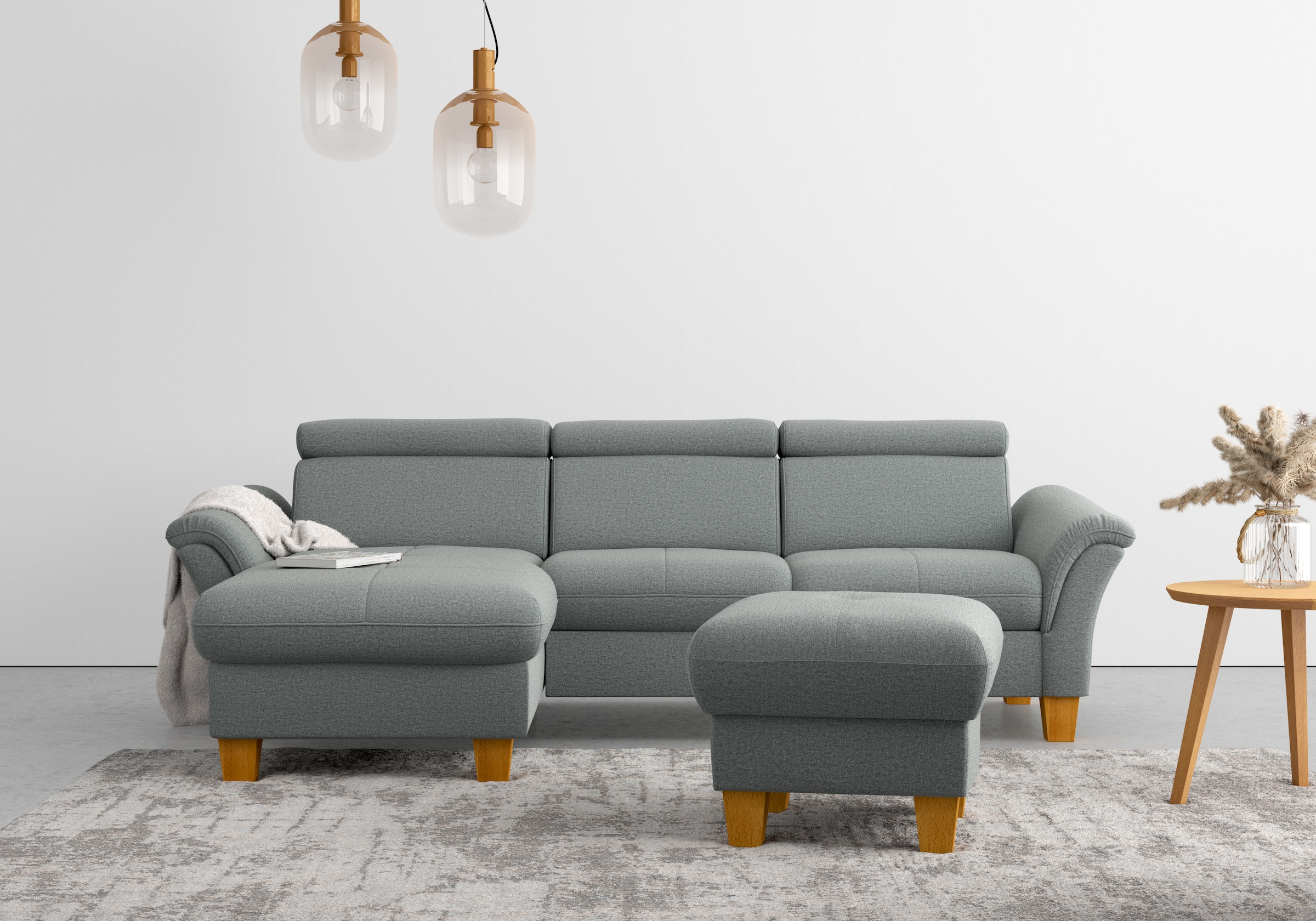 OTTO home Ecksofa "Lindgren L-Form" wahlweise mit Bett mit klappbaren Rollen, Kasten und Kopfverstellung