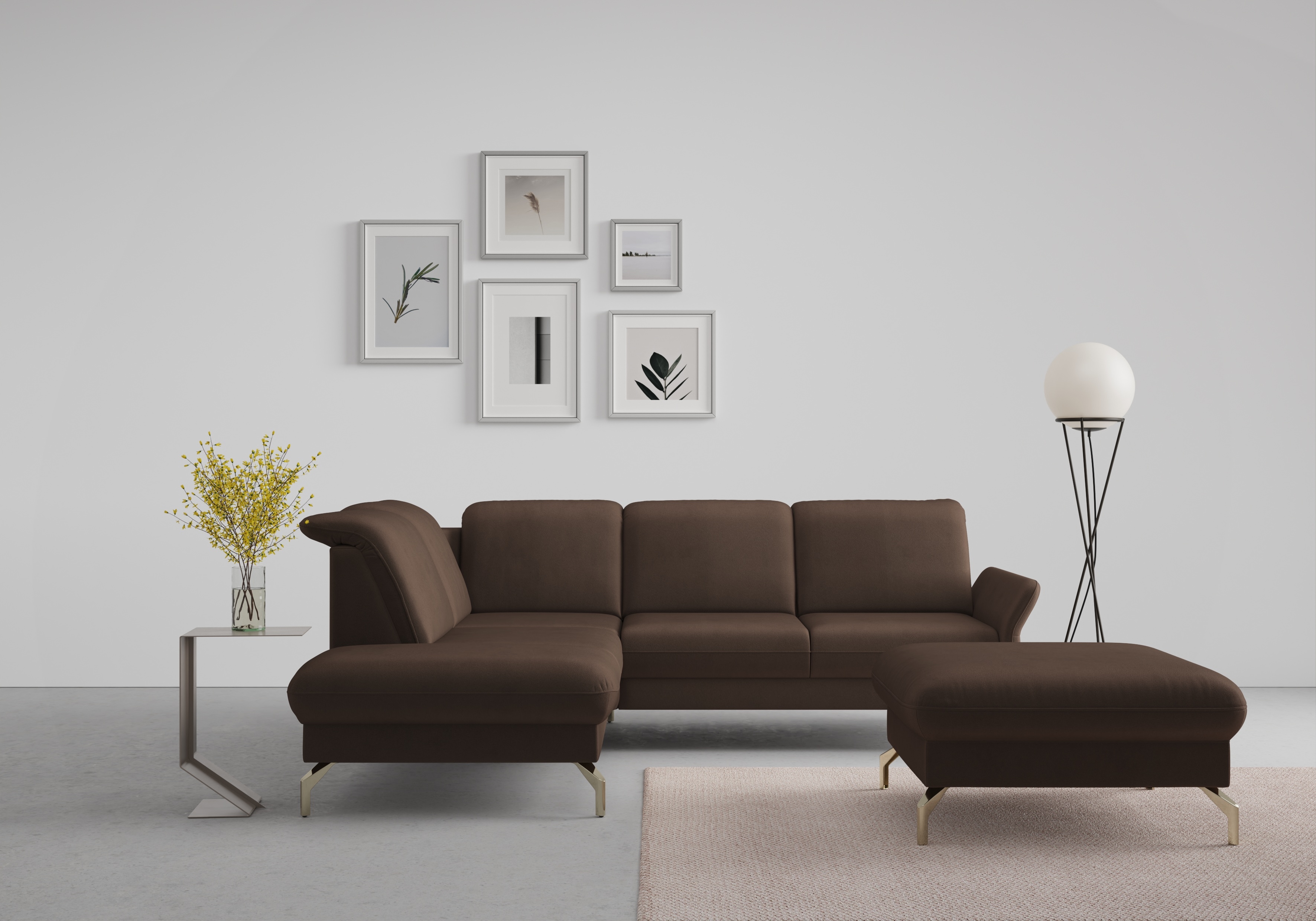 sit&more Ecksofa "Fashion L-Form" wahlweise mit Kopfteilverstellung, Vorziehsitz, motorisch, Nickelfüße