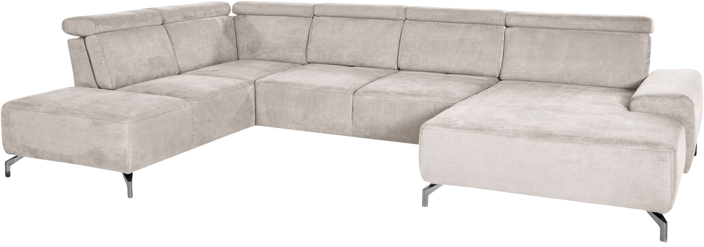 sit&more Wohnlandschaft »Gizeh U-Form«, 12 cm Fußhöhe, inklusive Sitztiefenverstellung und Kopfteilverstellung