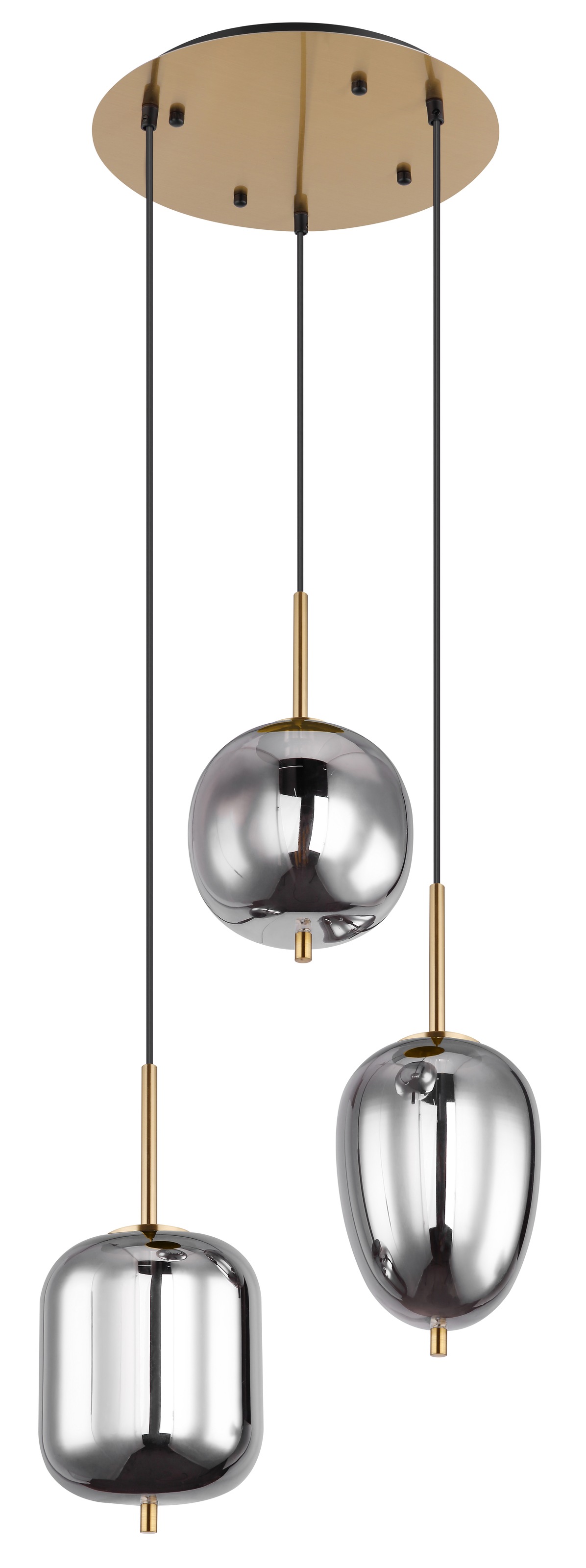 GLOBO LIGHTING Hängeleuchte »BLACKY I« E14 1 Stk. Hängeleuchte Messing matt, 3 Gläser, höhenkürzbar, E14
