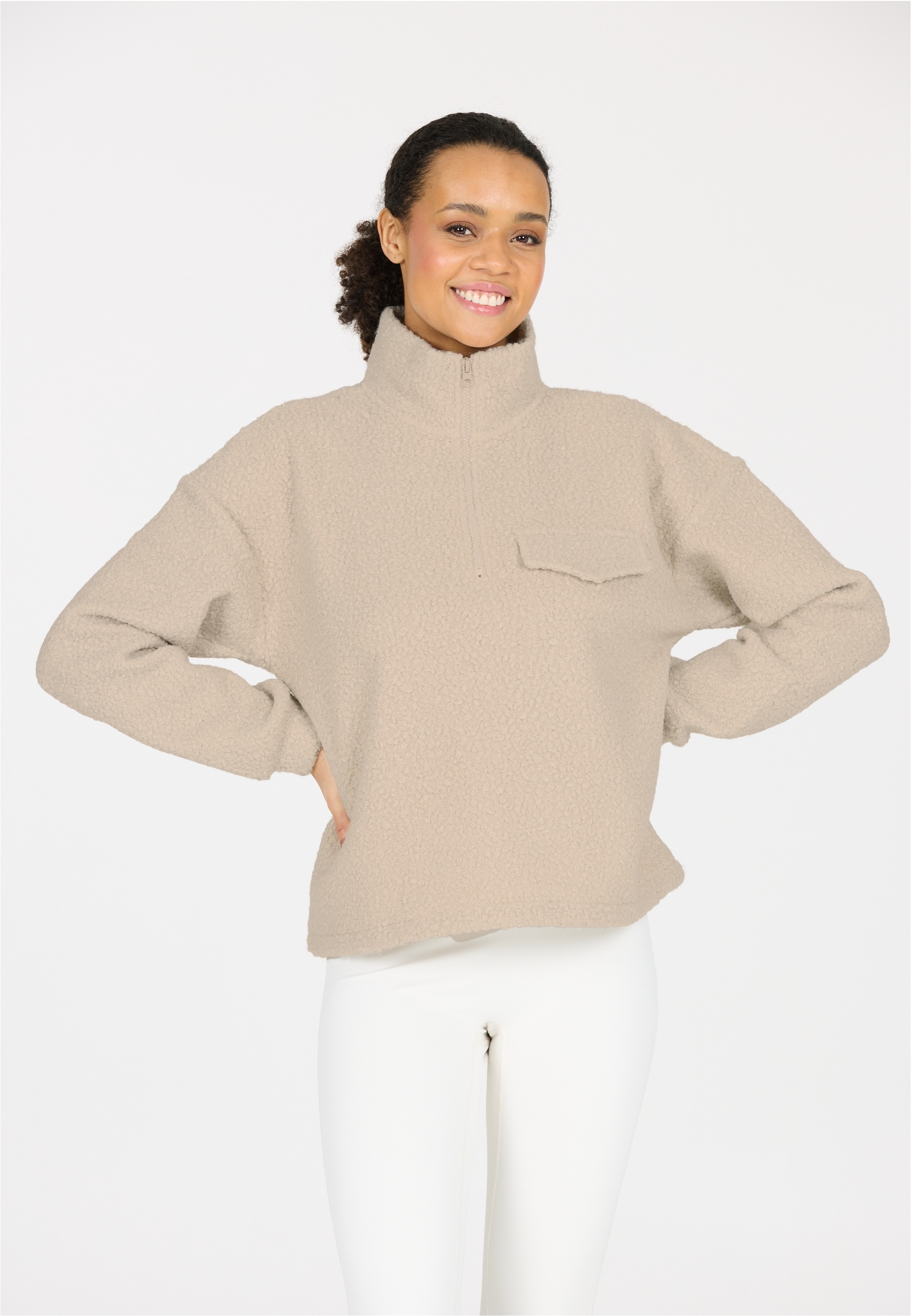 ATHLECIA Strickpullover "Florrie", mit Teddy-Fleece und halbem Reißverschlu günstig online kaufen