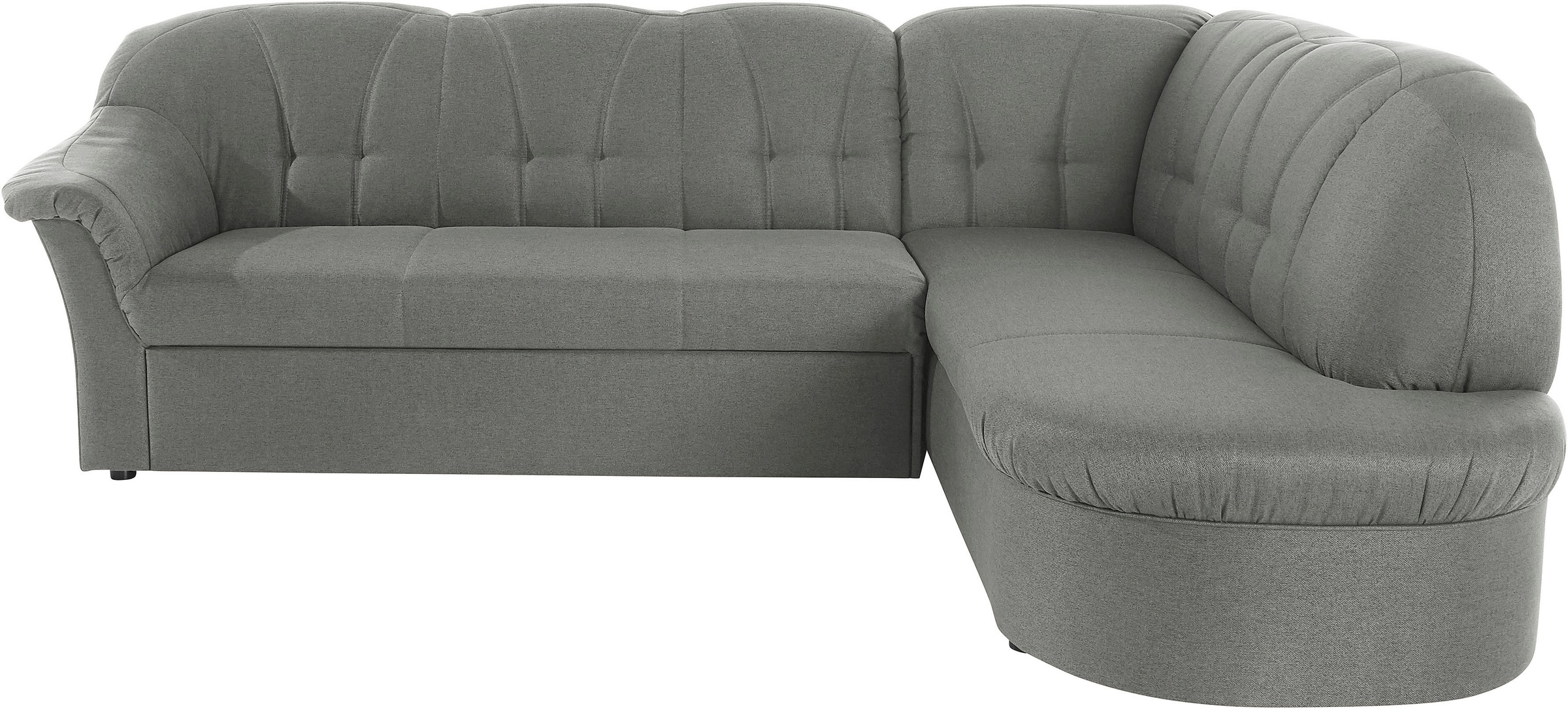 Ecksofa DOMO COLLECTION "Pegnitz, zeitlose und elegante Rückensteppung, Breite 246cm, L-Form", grau, B:246cm H:82cm T:180cm, 100% Polyester, Sofas, Ecksofa, wahlweise mit Bettfunktion 8