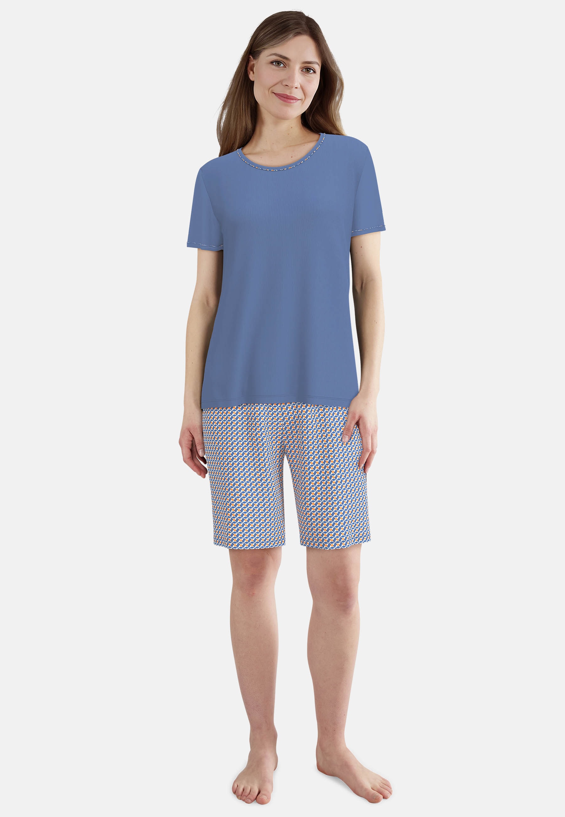 GÖTZBURG Shorty mit Muster, kurz, Rundhalsausschnitt, Baumwolle günstig online kaufen