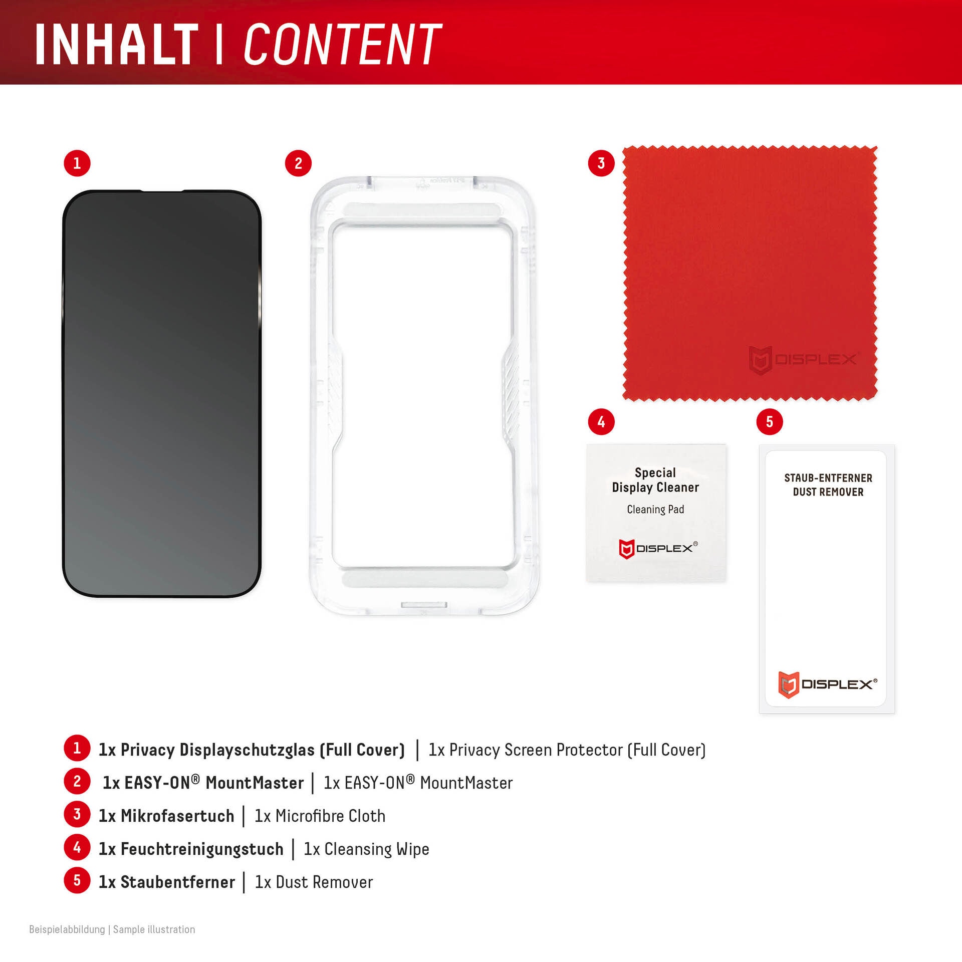 Displex Displayschutzglas »Privacy Glass Screen Protector mit EASY-ON MountMaster« für Apple iPhone 16e;Apple iPhone 17e Displayschutzfolie, Schutzfolie, Bildschirmschutz, kratz- & stoßfest