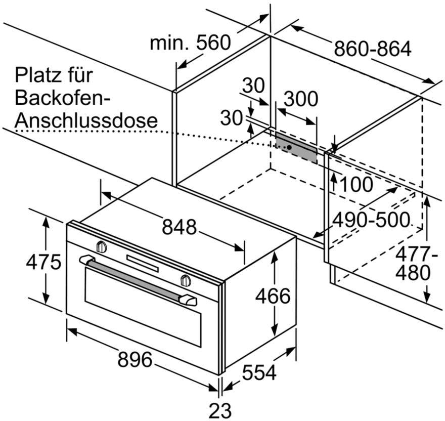 SIEMENS Einbaubackofen »VB558C0S0«, iQ500, VB558C0S0, mit 1-fach-Teleskopauszug