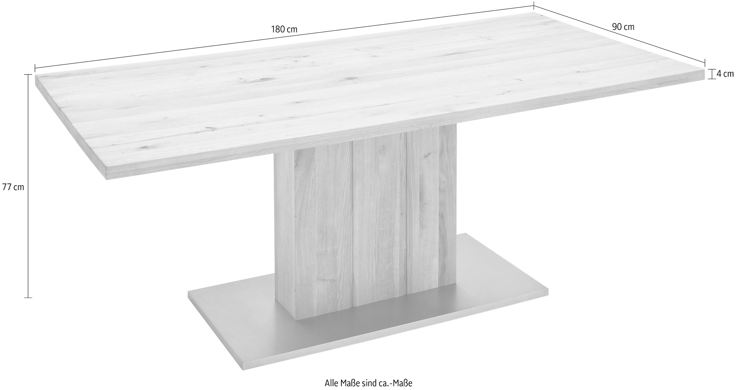 MCA furniture Esstisch »Greta«, Esstisch mit Baumkante, gerader Kante oder geteilter Tischplatte