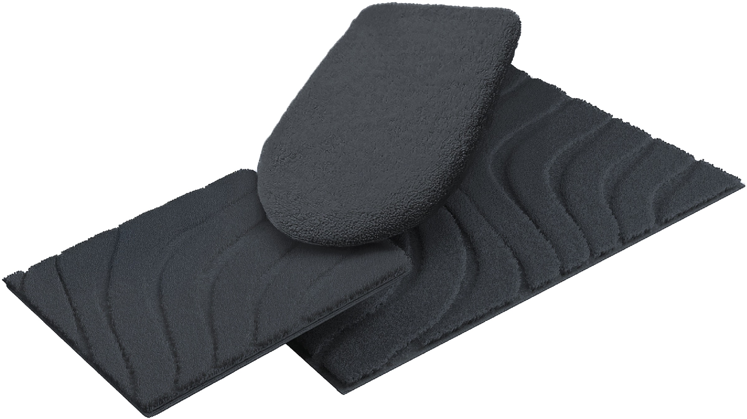 OTTO home Badematte »Levii, Badvorleger, Badezimmer Teppich, sehr weich«, rutschhemmend beschichtet, schnell trocknend-fußbodenheizungsgeeignet, Hoch-Tief-Effekt, weiche Haptik, Made in Europe