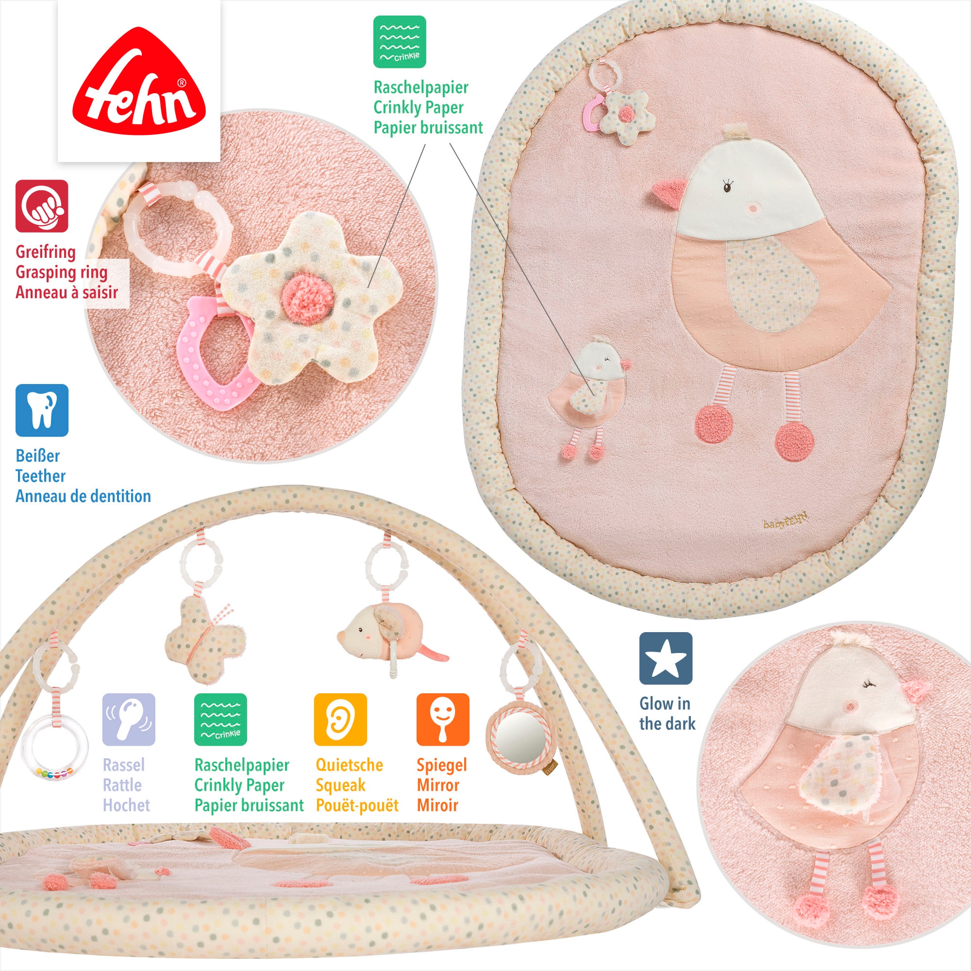 Fehn Baby Gym »feehnLAND, 3-D-Activity-Decke Vogel«