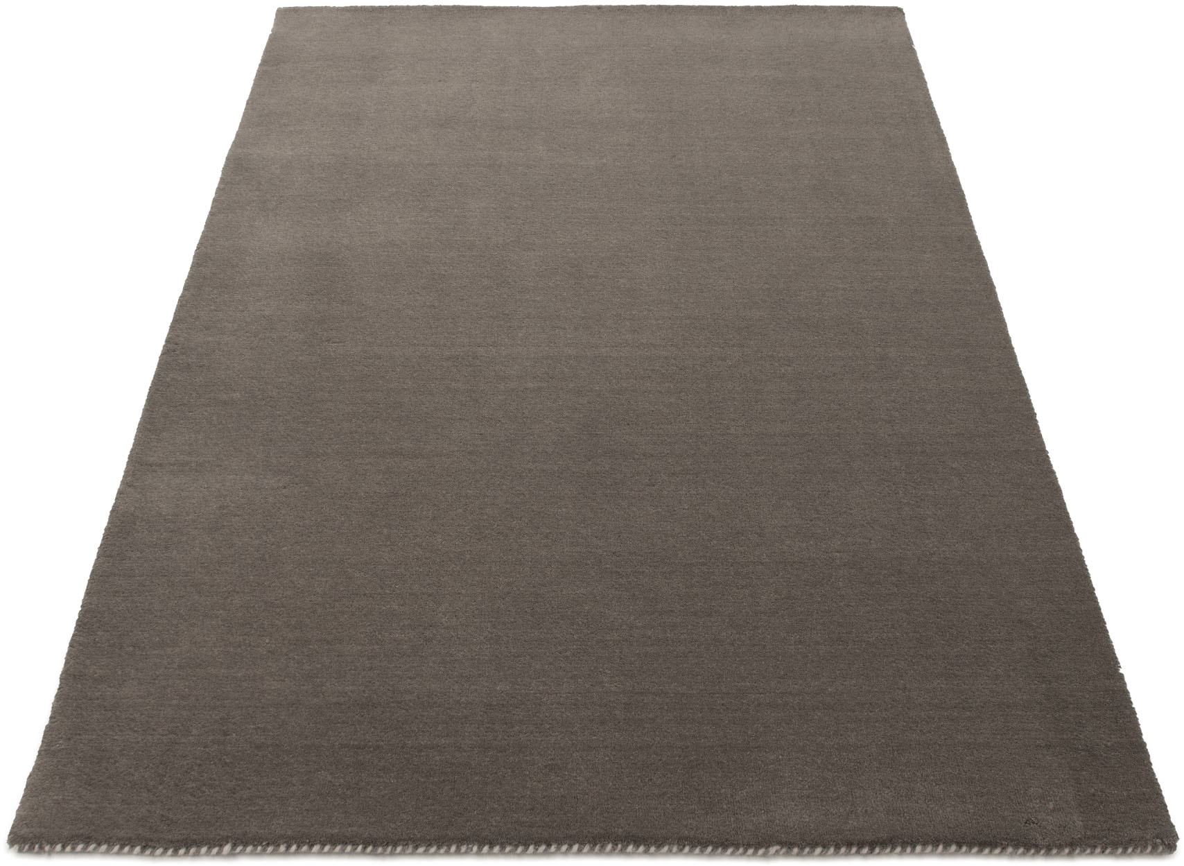 carpetfine Wollteppich »Gabbeh Lola Uni«, rechteckig, 14 mm Höhe, mit natürlichem Pflanzenmaterial von Hand gewebt, auch in Rund