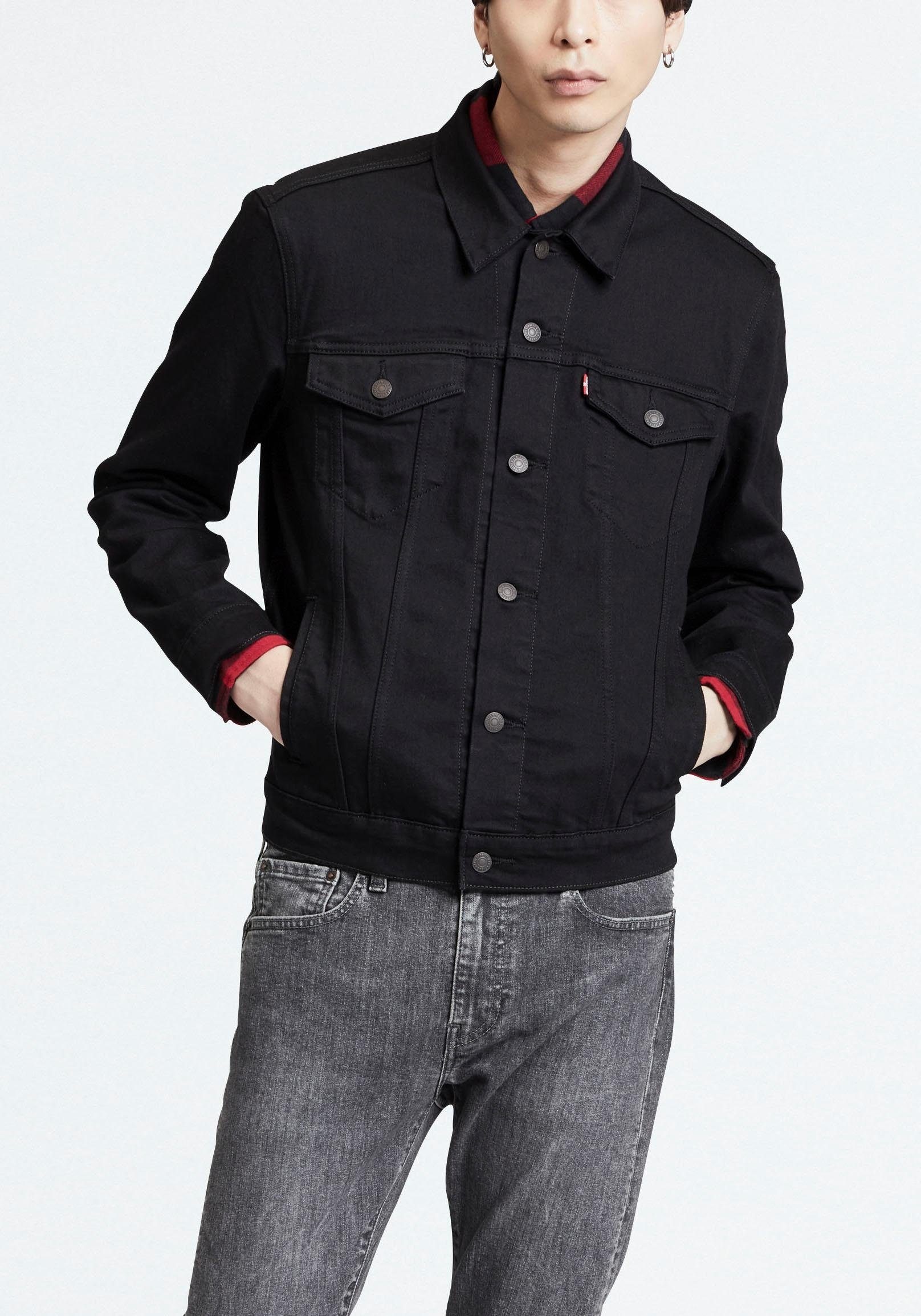 Levis Jeansjacke "VINTAGE FIT TRUCKER JKT" ohne Kapuze mit Knopfleiste günstig online kaufen