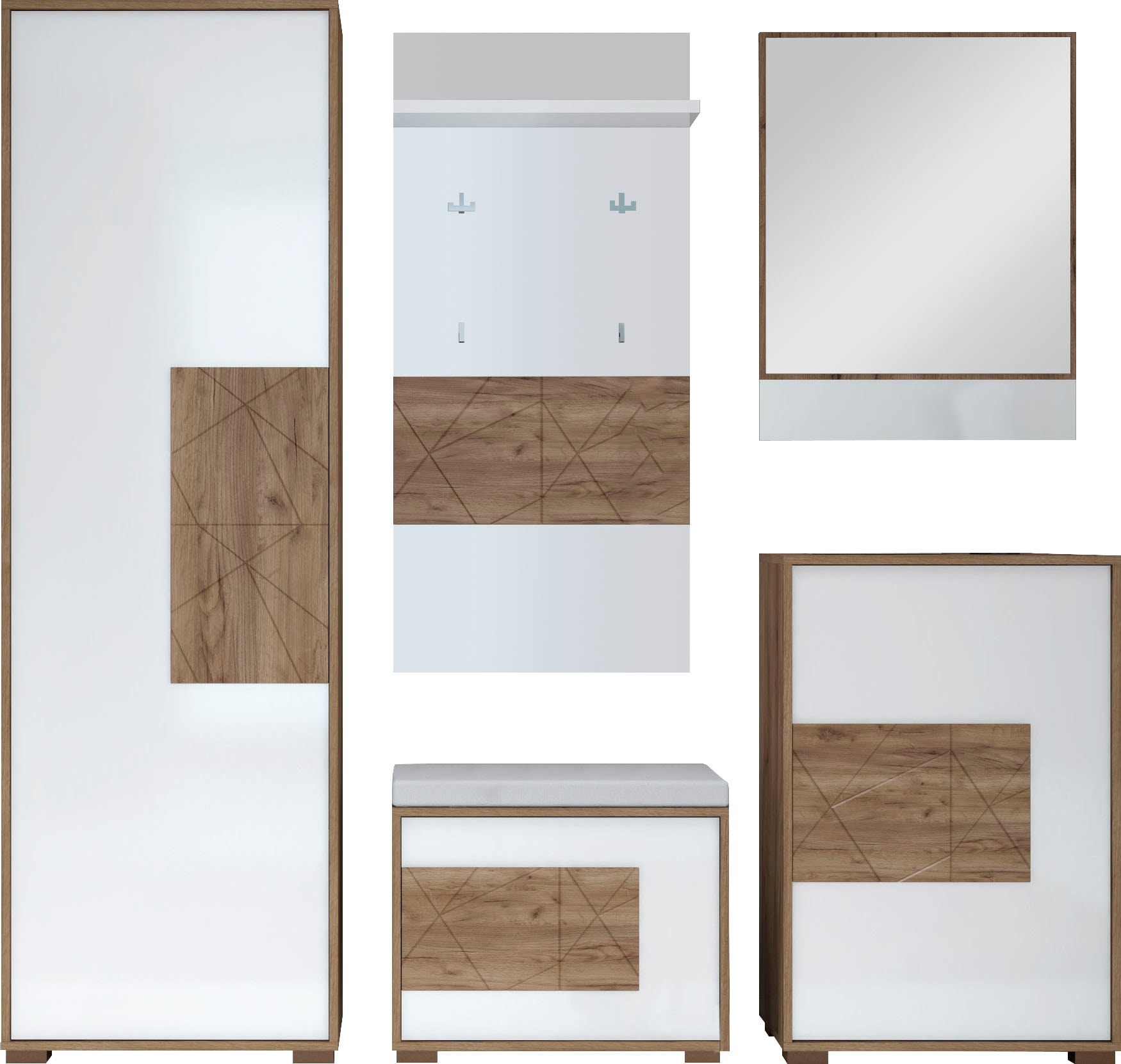 Places of Style Garderoben-Set "Stela", (Set, 5 St., Garderobenschrank,Schu günstig online kaufen