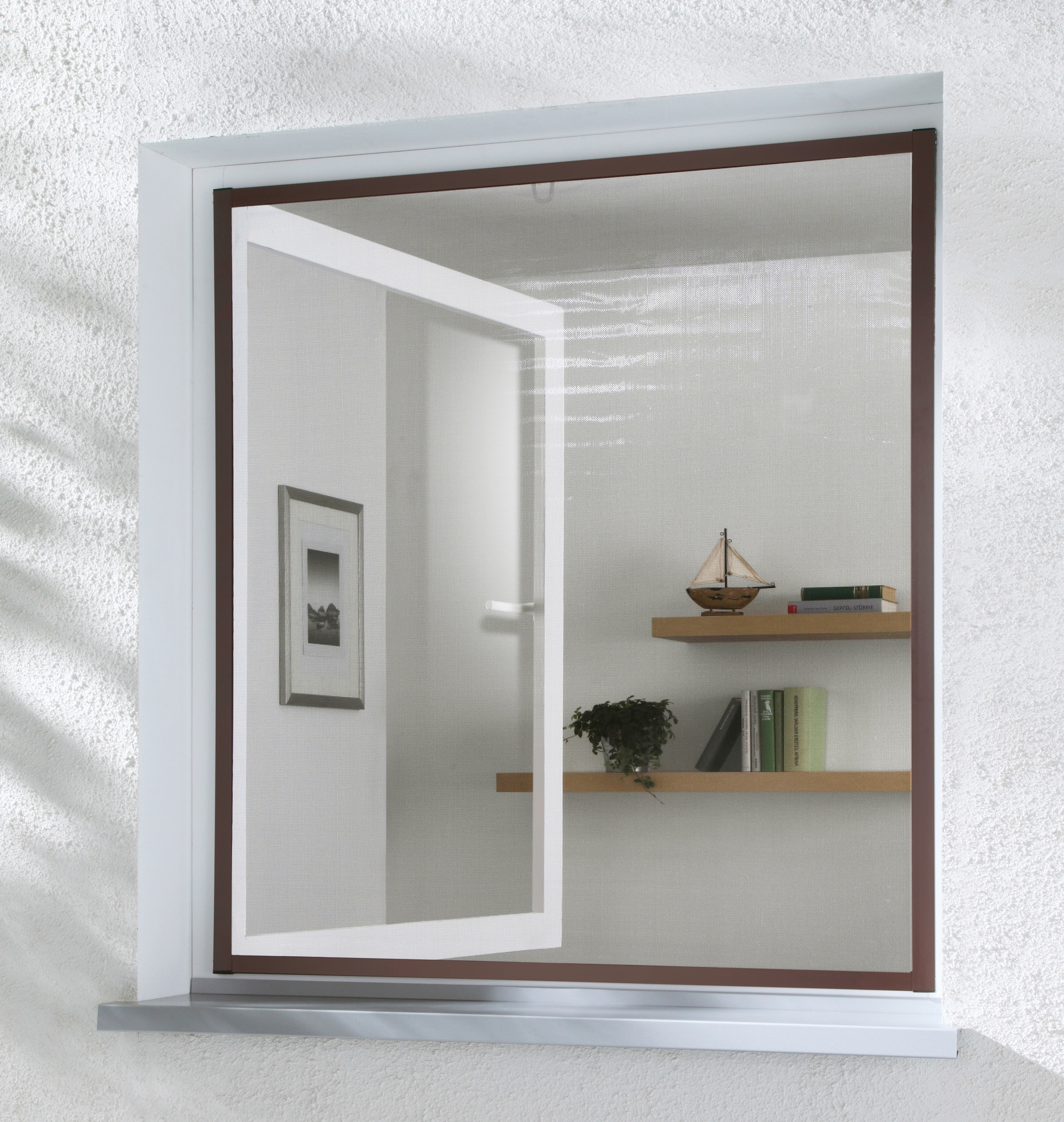 hecht international Insektenschutz-Fensterrahmen »MASTER SLIM«, braun/anthrazit, BxH: 150x160 cm