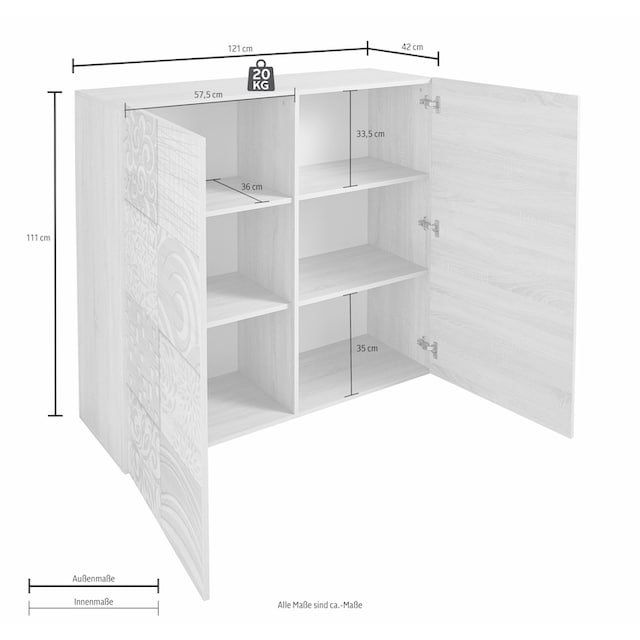 LC Highboard »Miro«, Breite 121 cm mit dekorativem Siebdruck | BAUR