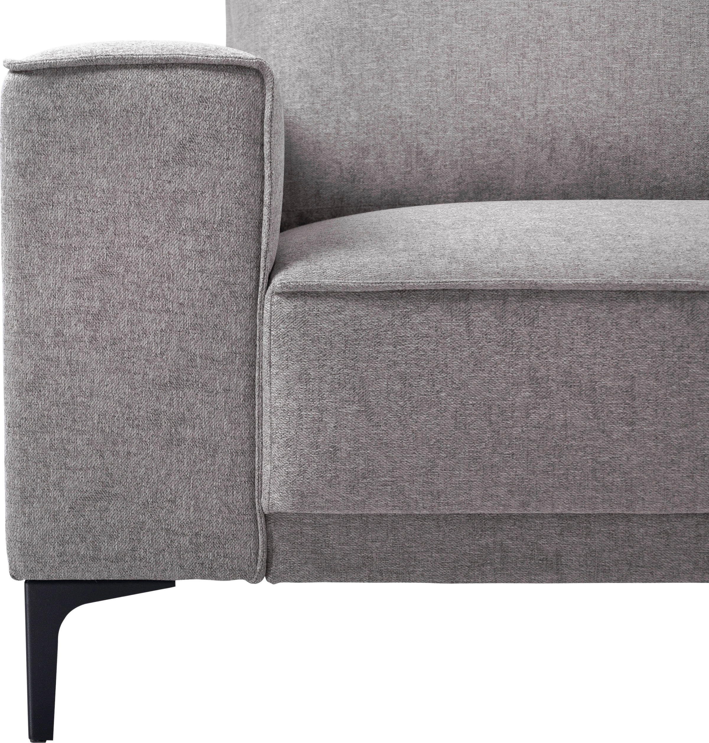 Places of Style Ecksofa »Polsterecke Oland, Struktur, Flachgewebe, Luxus-Microfaser, Boucle«, L-Form, 280 cm, Wellenunterfederung, Skandi-Design, Metallfüße