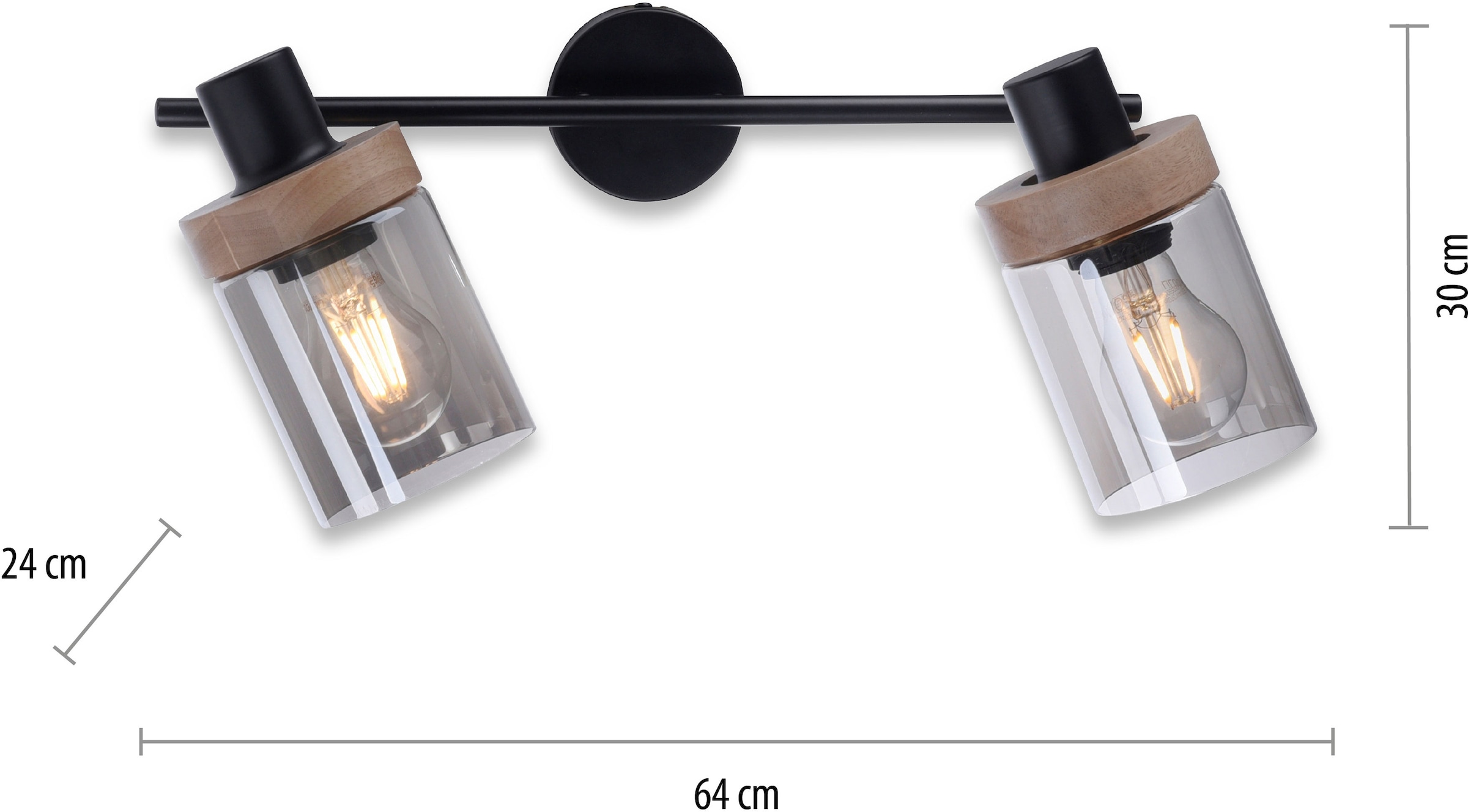 Glas, drehbar, »Tendon«, E27 Leuchtmittel affaire Wandlampe, schwenkbar geeignet Home - | 2 für Deckenleuchte flammig-flammig, BAUR