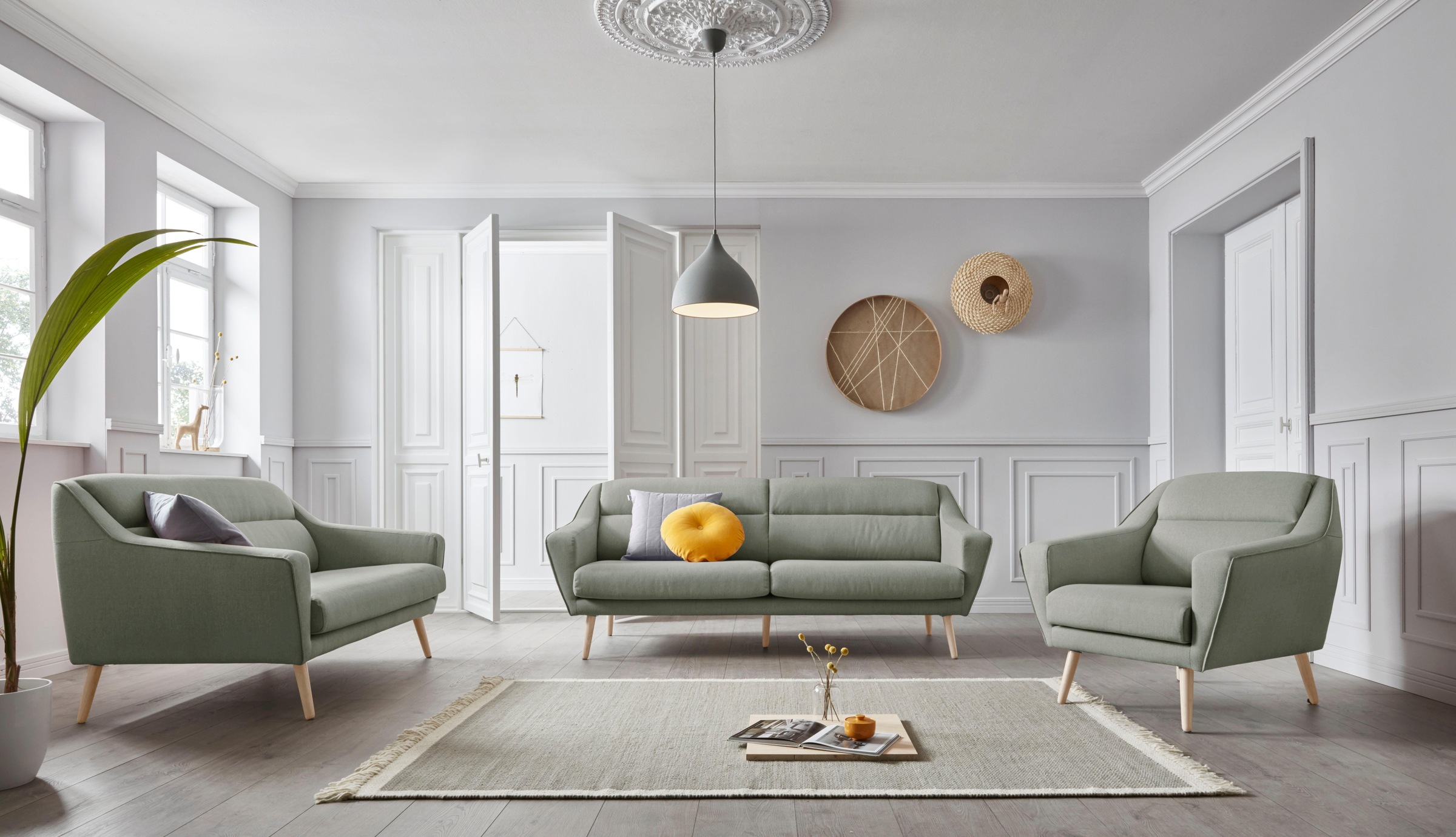 Thumbnail - OTTO home 3-Sitzer "Bille" mit Naht im Rückenkissen und Eiche-Beinen, Design by Morten Georgsen