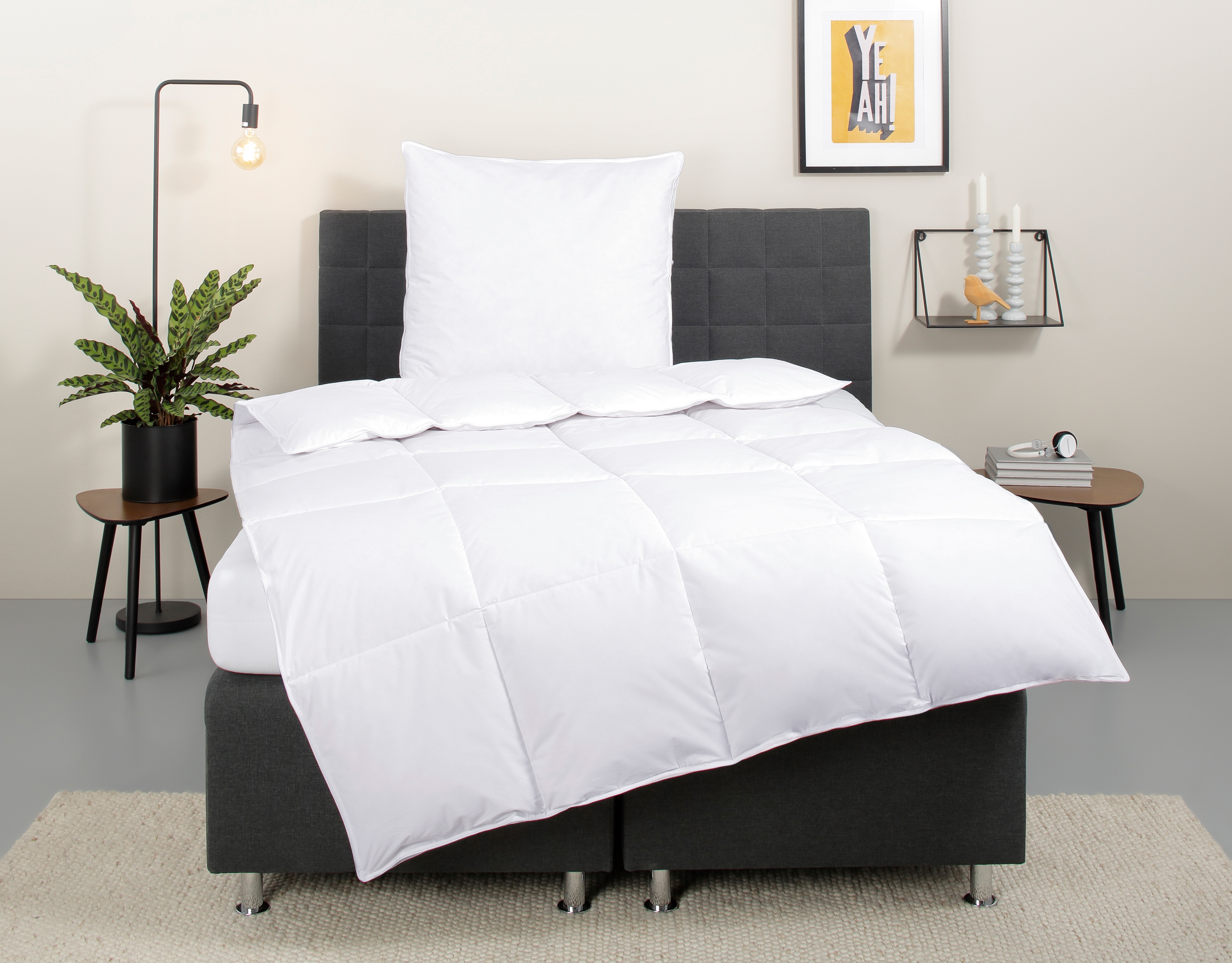 OTTO home Daunenbettdecke + Kopfkissen "Cyra Set, Bettdecke 135x200 & 155x220 cm mit Kissen 80x80 cm" Set, wo besonders auf artgerechte Haltung der Tiere geachtet wird