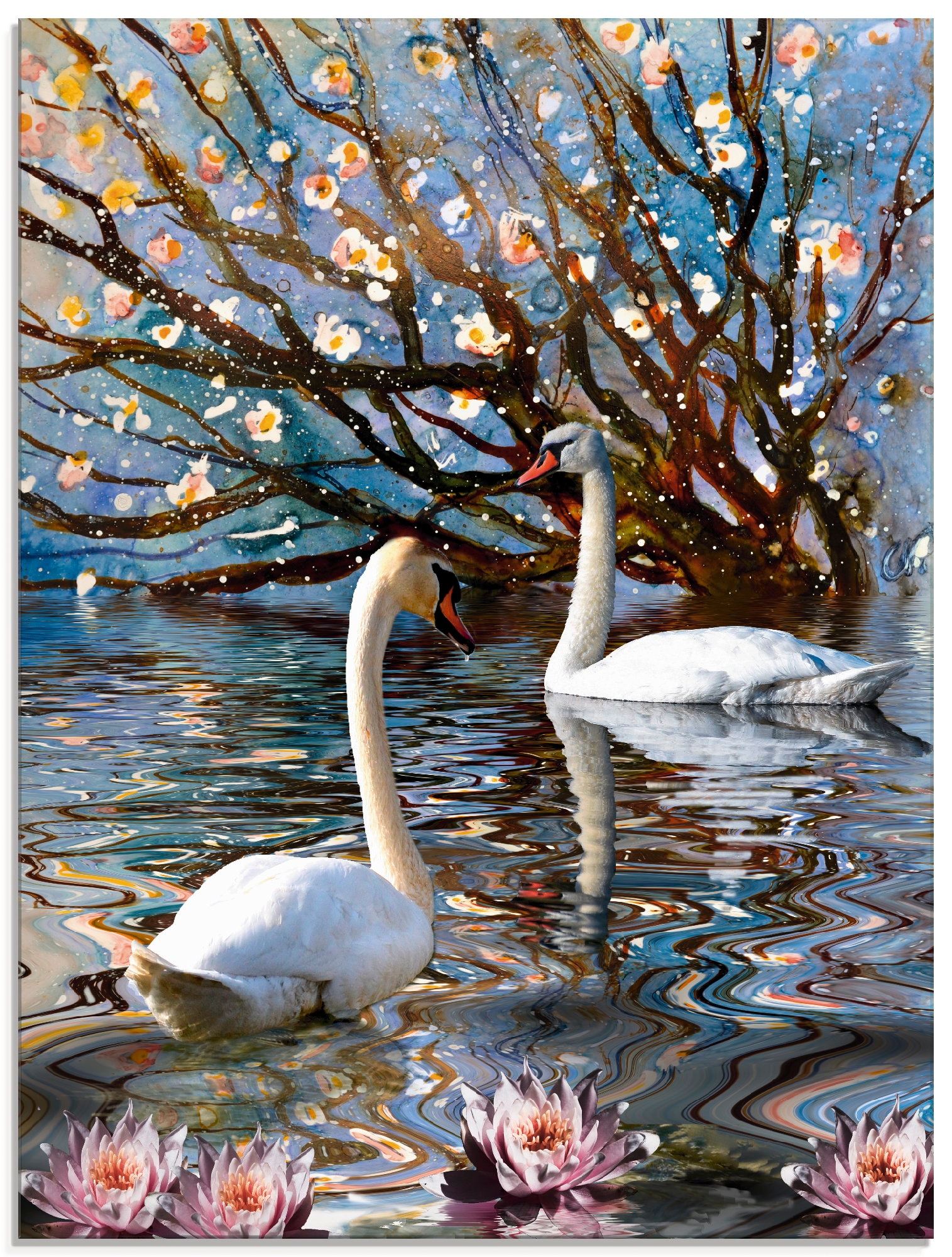 Artland Glasbild »Sommer im Schwanensee«, Vögel, (1 St.), in verschiedenen  Größen kaufen | BAUR