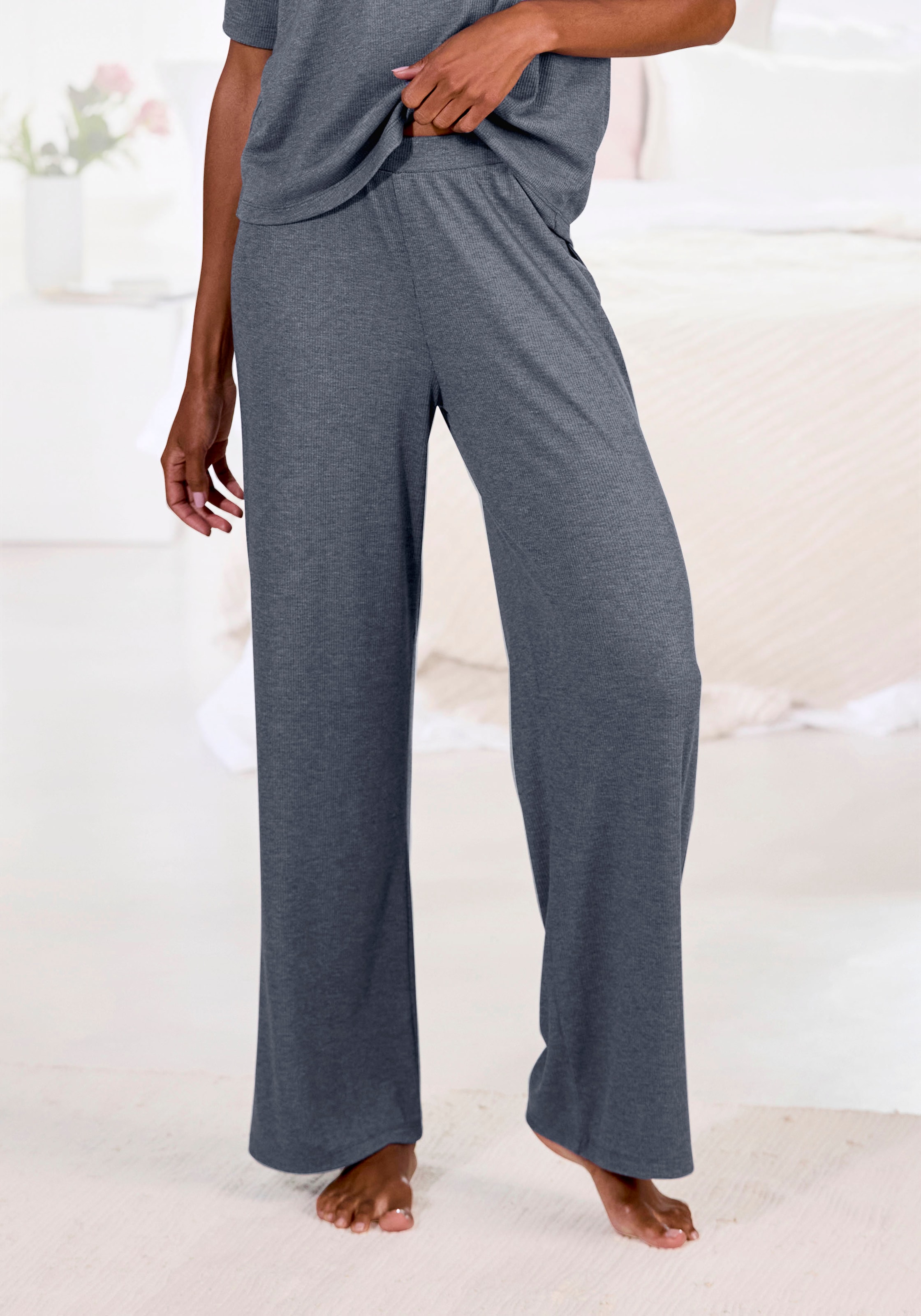 Vivance Dreams by Lascana Pyjamahose in weicher Rippqualität