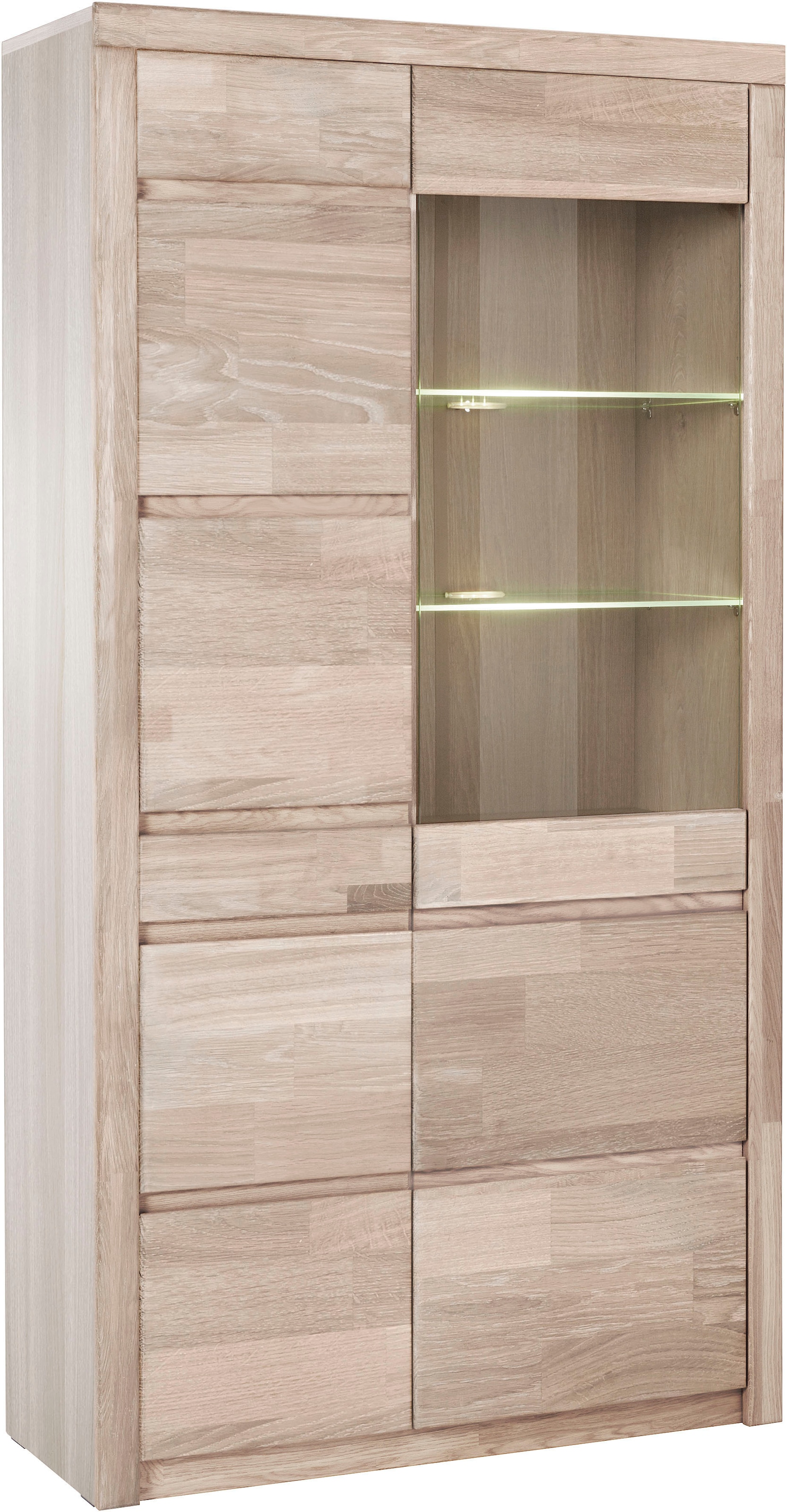OTTO home Vitrine "Silkeborg" teilmassiv, schöne grifflose Optik