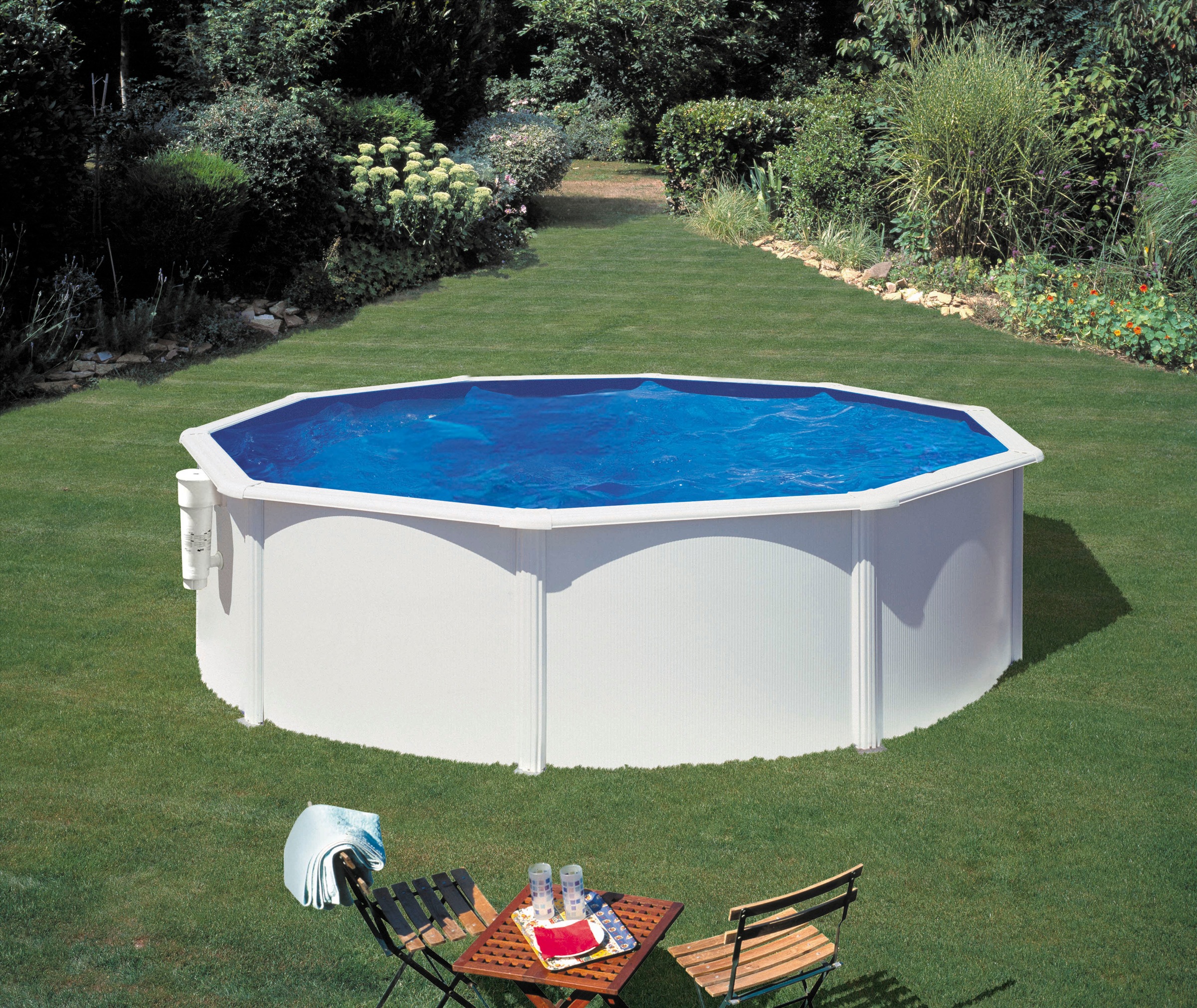 Gre Rundpool »BORA BORA inkl. Sicherheitsleiter«, (Set, 5 tlg.), Höhe: 120 cm, in versch. Größen erhältlich