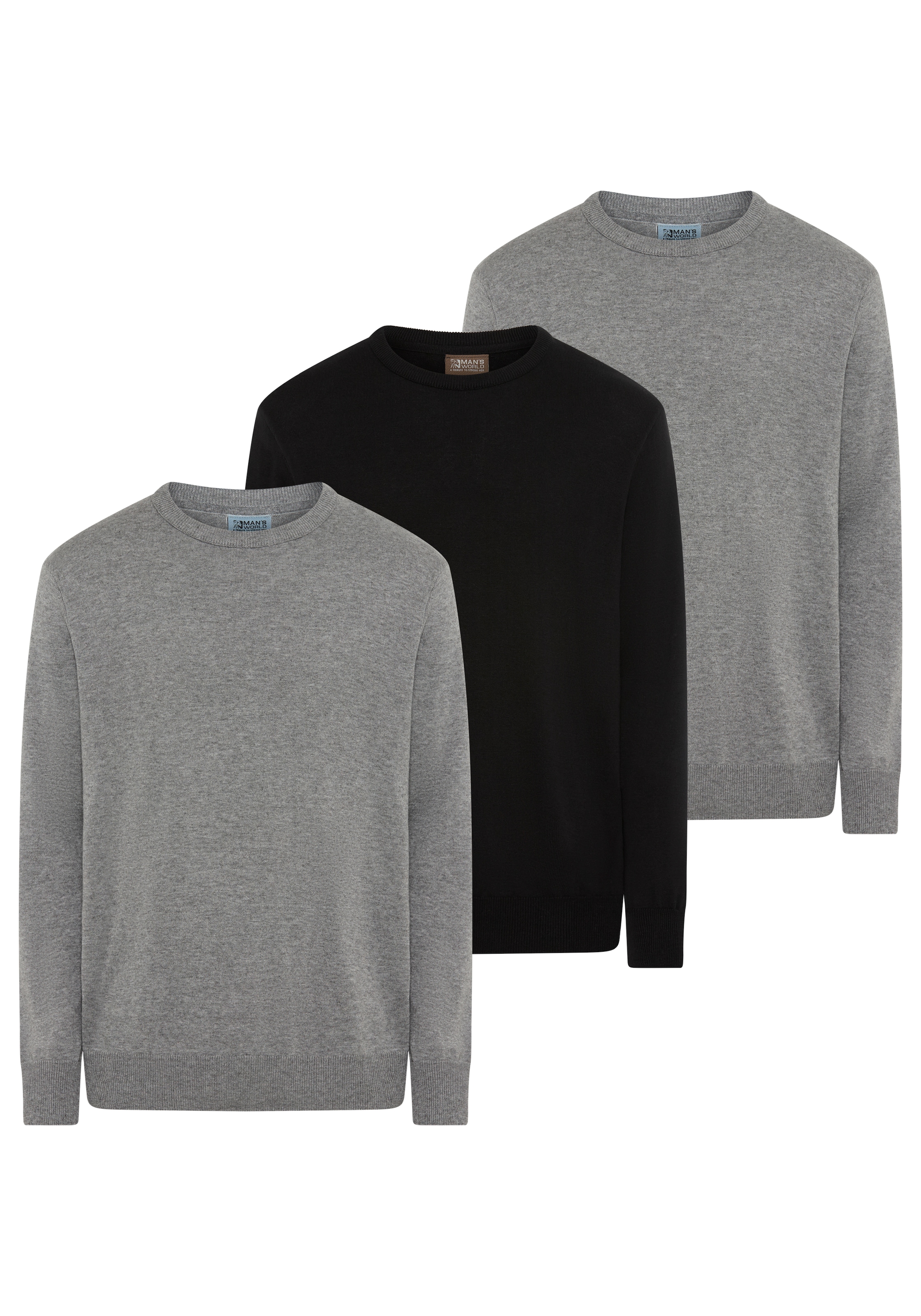 Mans World Rundhalspullover "Neue Kollektion", (2-er Pack), in Feinstrick günstig online kaufen
