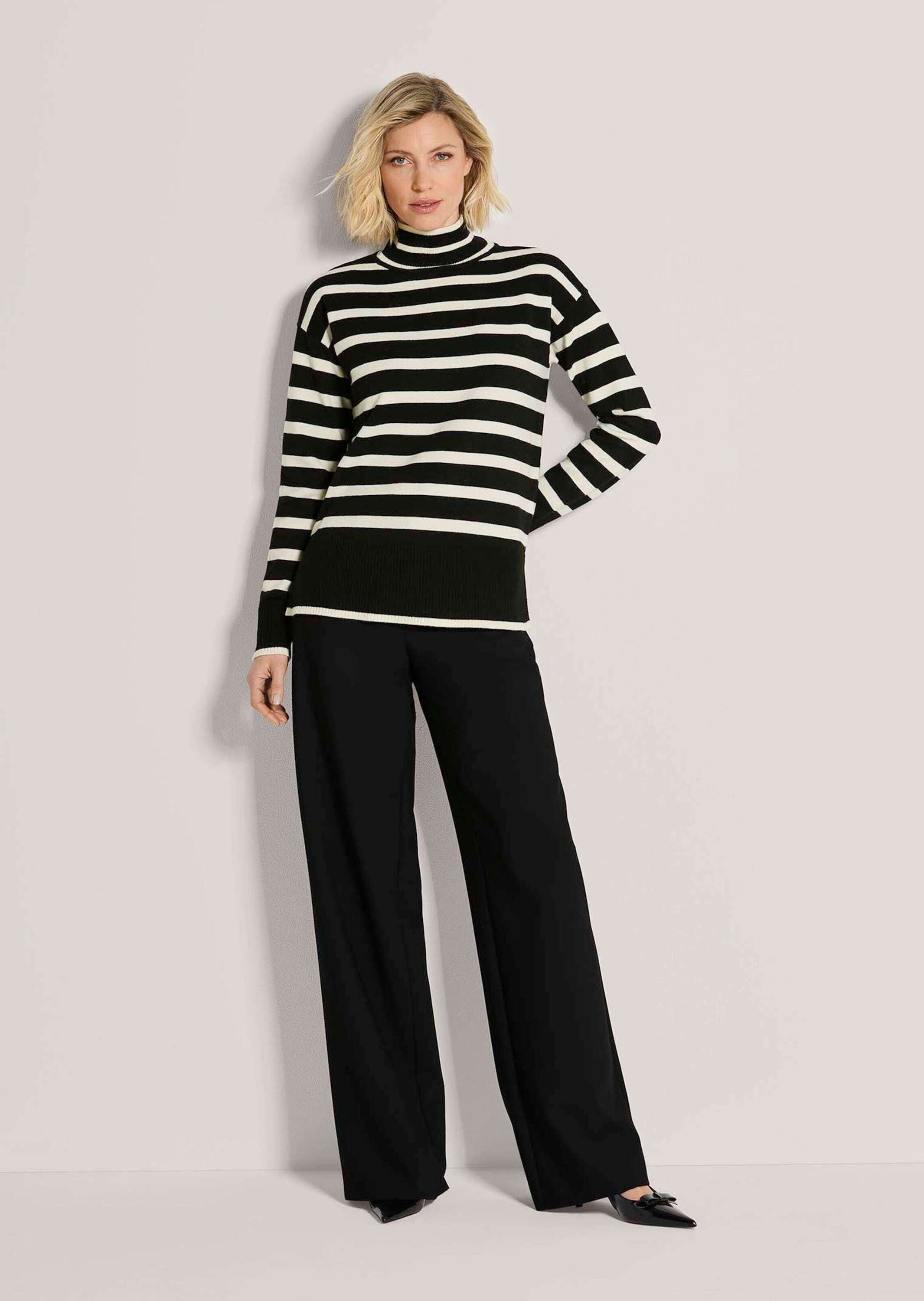 MADELEINE Longpullover »Pullover Streifenpullover mit Stehkragen«