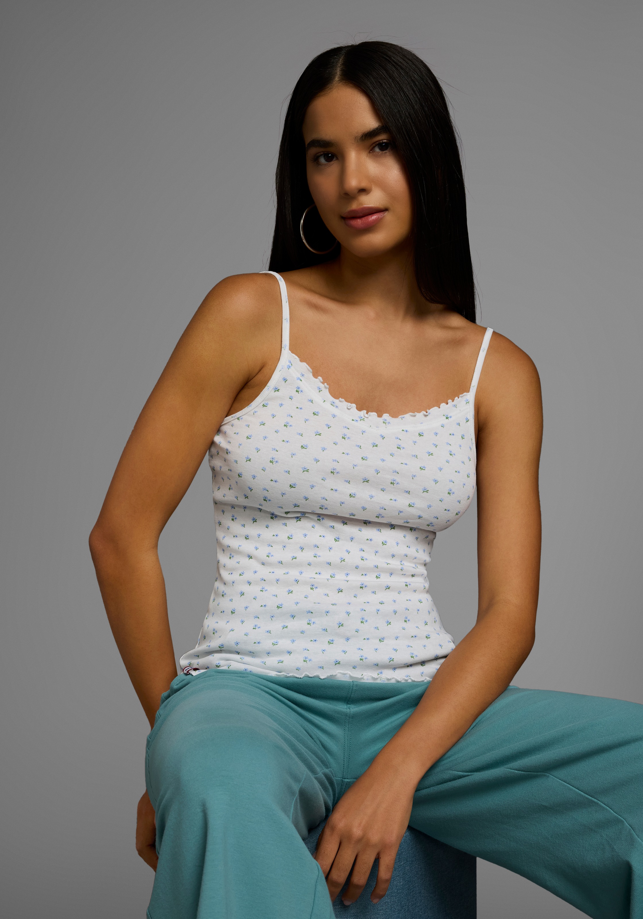 KangaROOS Spaghettitop, 3 Stk. mit verspielter Rollsaumkante günstig online kaufen