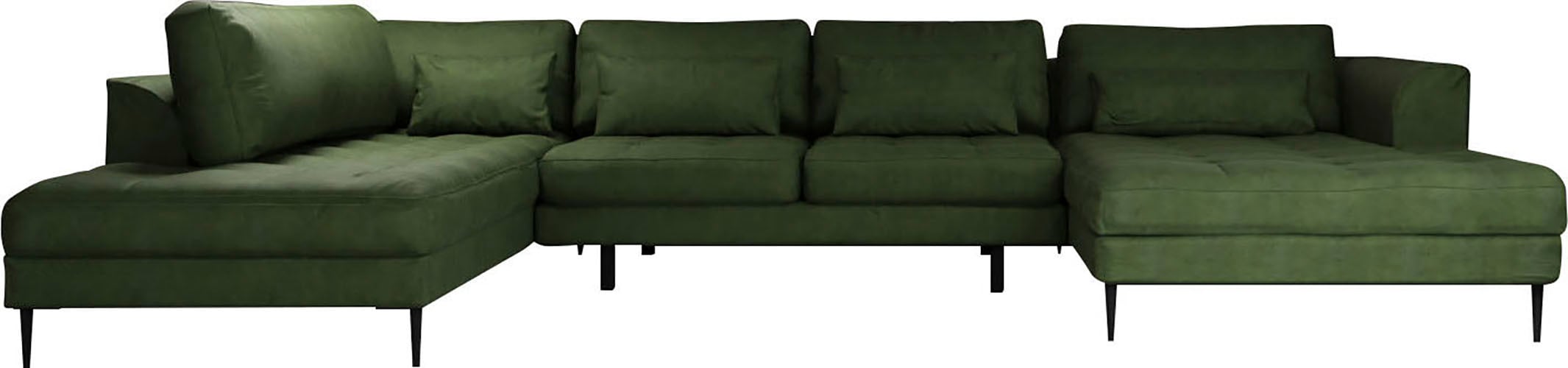 TRENDMANUFAKTUR Wohnlandschaft »Luzi, gemütliches Sofa, extra viel Platz, viele Kissen, OTTOs Choice«, Designsofa mit tollem Sitzkomfort, Metallfüße schwarz, Breite 361 cm