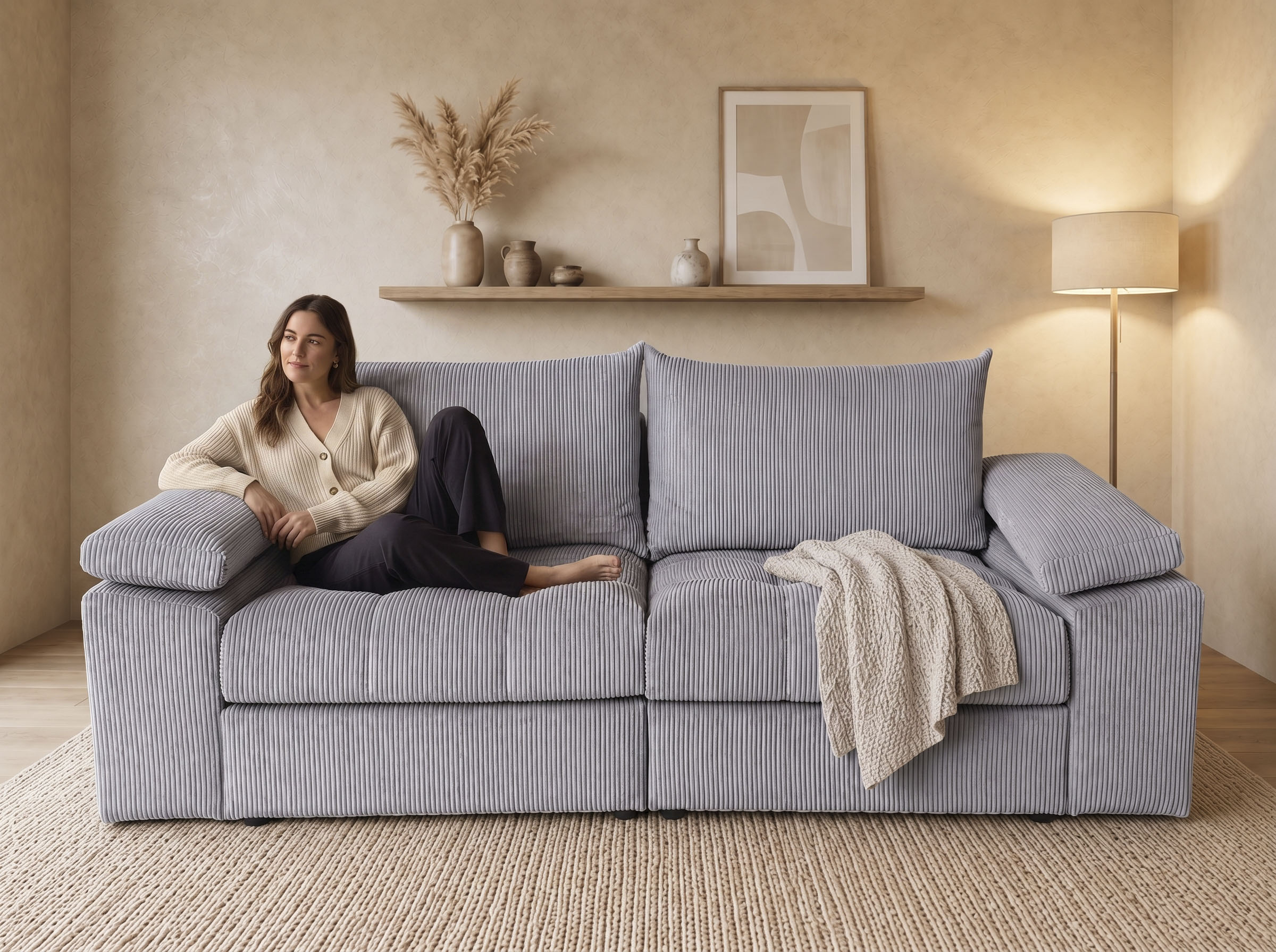 OTTO home Big-Sofa "Soft&Cosy Pik XL, B: 246 cm, Mega Sofa in Cord" Lounge-Komfort mit edler Sitzsteppung, Federkern
