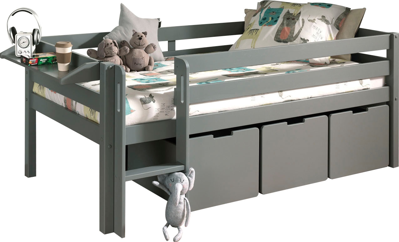 Vipack Spielbett "Pino, Kiefer massiv, mit Rolllattenrost, 3 Rollboxen, Mad günstig online kaufen