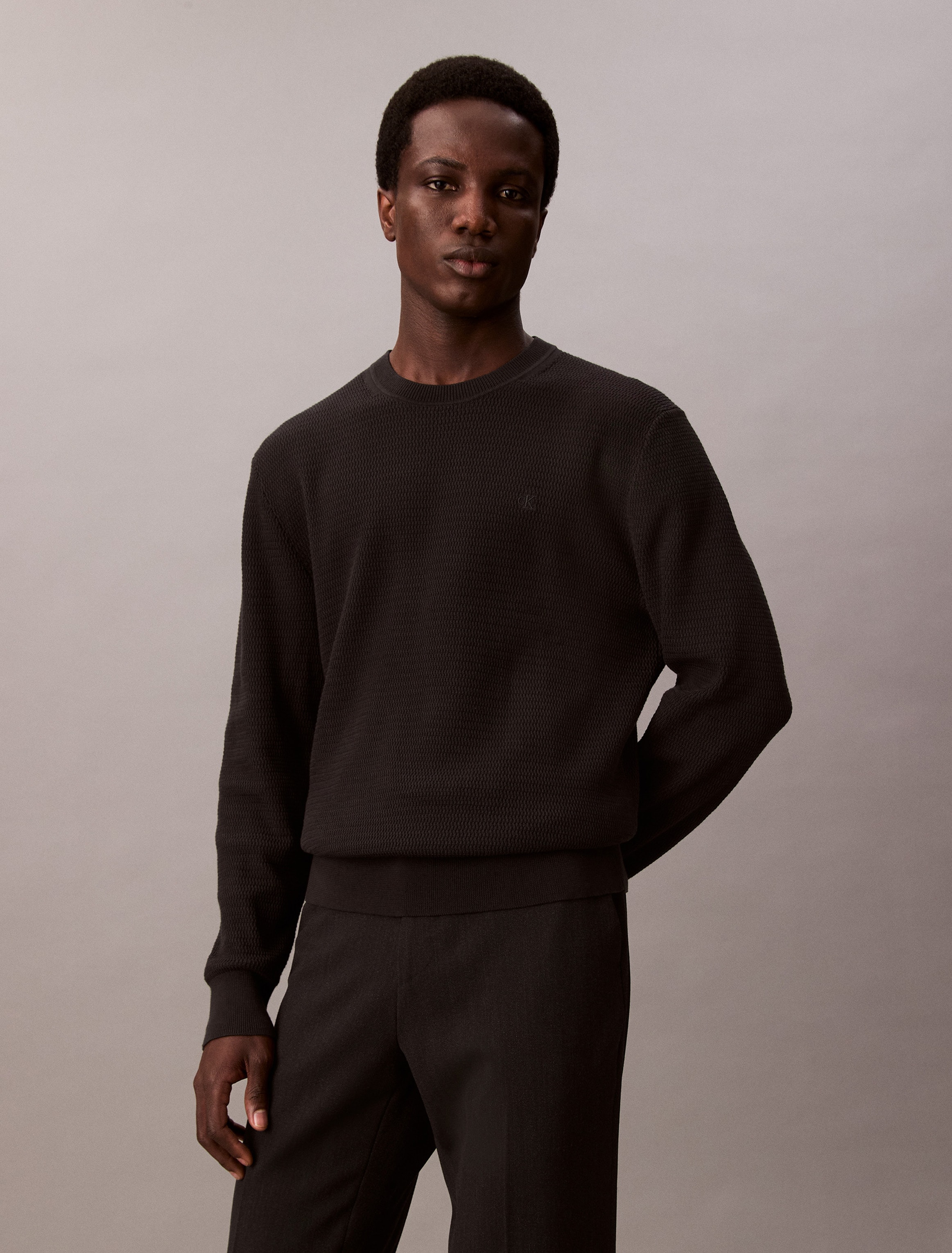 Calvin Klein Strickpullover "LS TXTR CTTN CRWNK S", Mit Rundhalsausschnitt günstig online kaufen