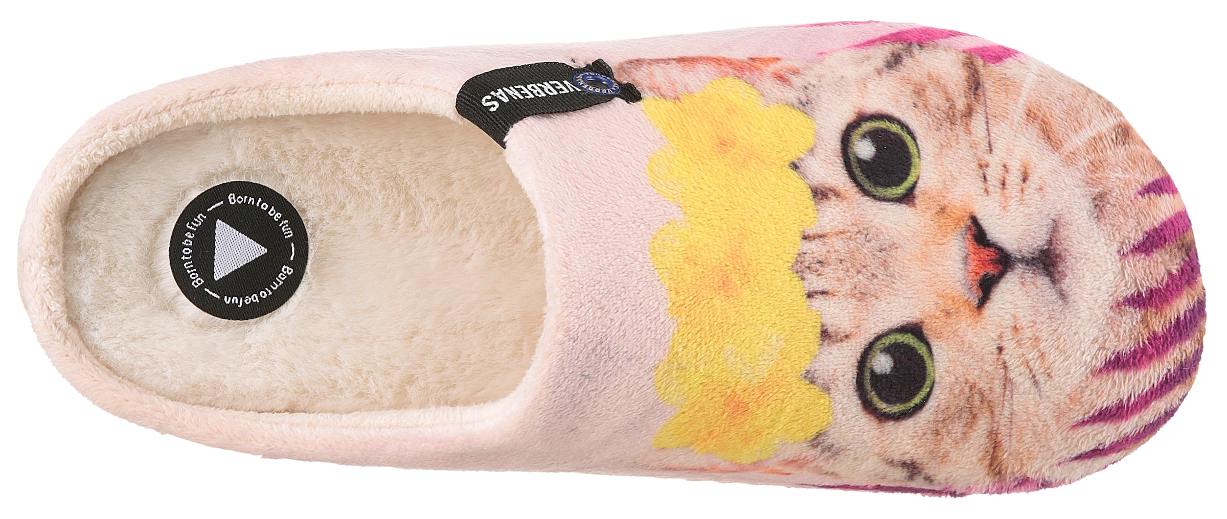 VERBENAS Pantoffel »York Animal Pelo«, Hausschuh, Clog, Homeslipper mit süßem Katzenmotiv