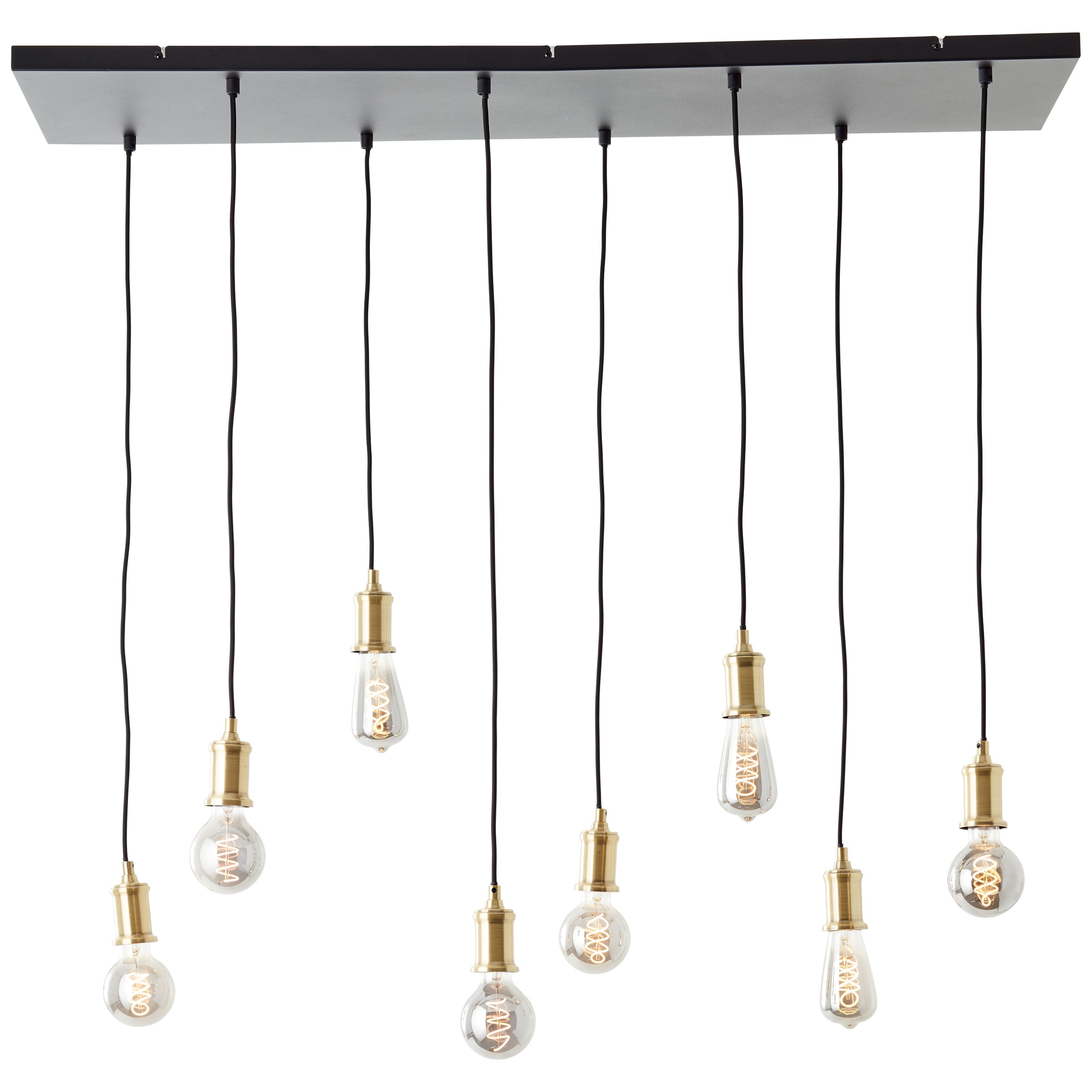 Brilliant Pendelleuchte »Darcia«, 8 flammig, Leuchtmittel E27 | ohne Leuchtmittel, 133 x 35 x 110 cm, 8 x E27, kürzbar, Metall, messingfarben/schwarz