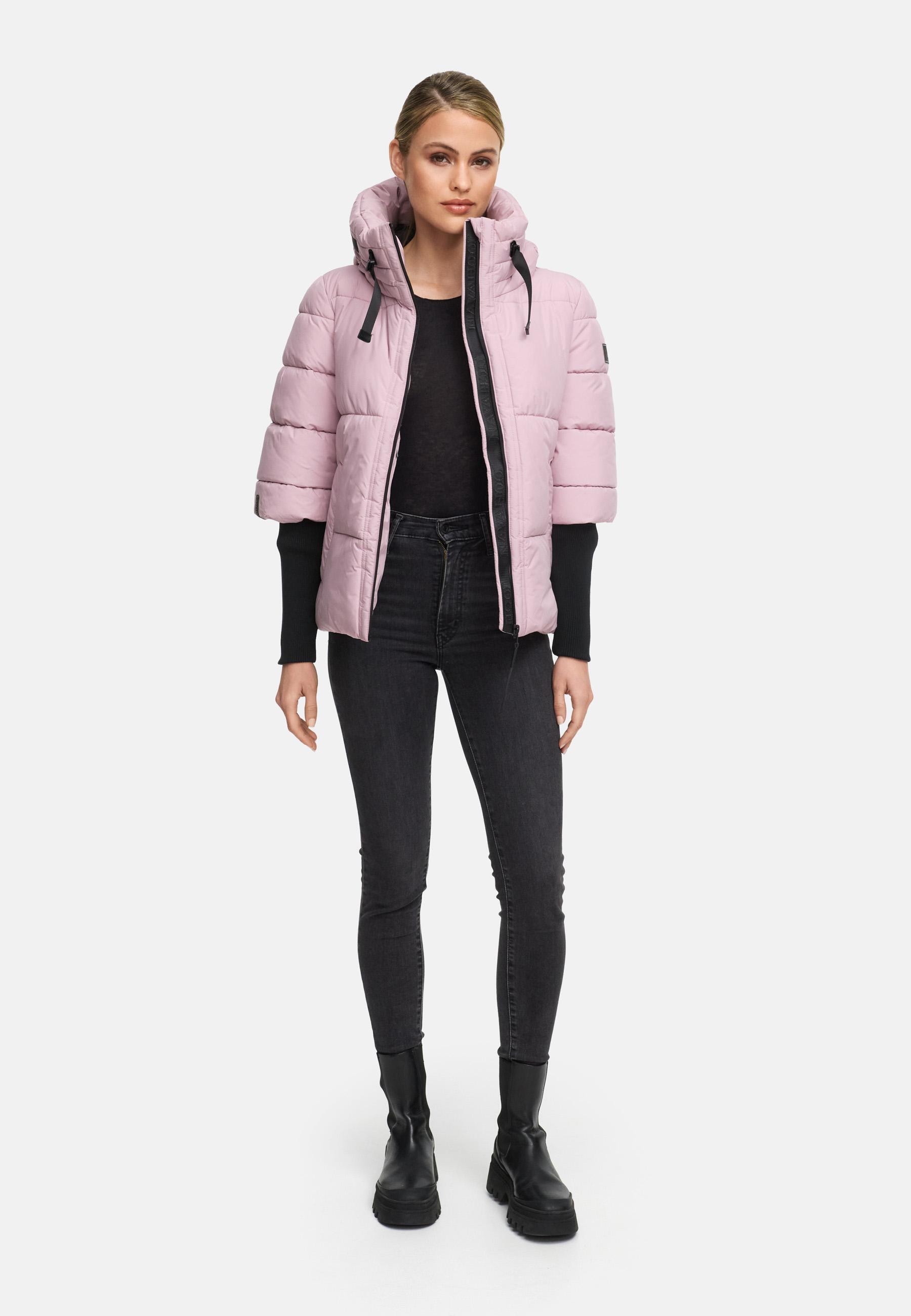 Navahoo Steppjacke »Lotusherz XIV«, mit Kapuze, Warme gesteppte Winterjacke mit Rippstrickärmeln
