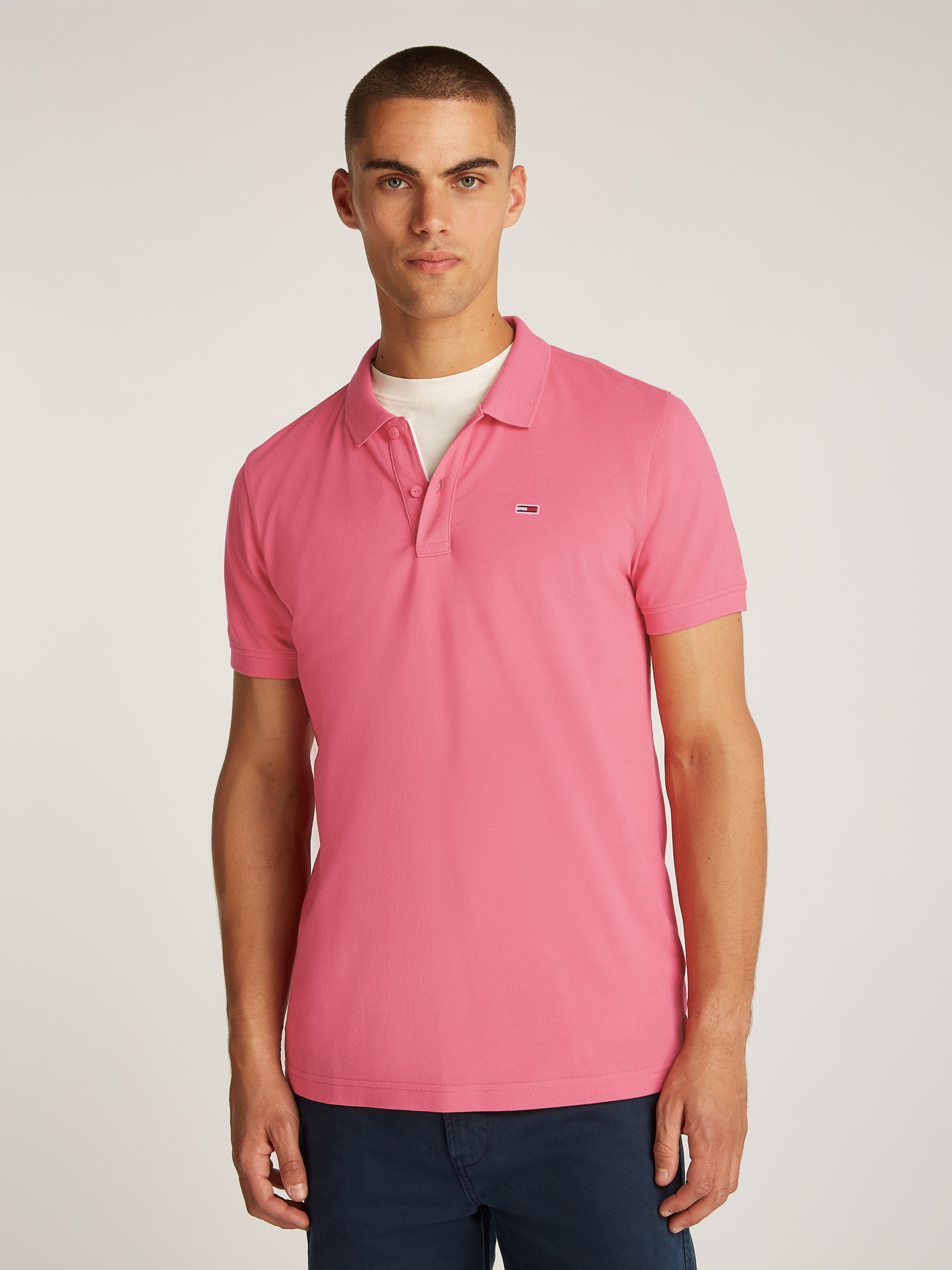 Tommy Jeans "TJM SLIM PLACKET POLO" Piqué mit Polokragen günstig online kaufen