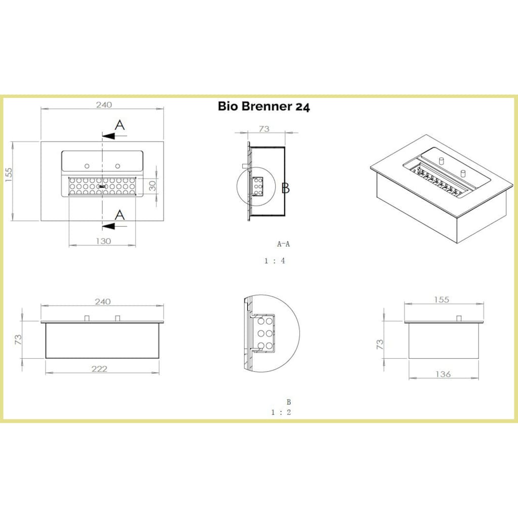 GLOW FIRE Echtfeuer-Dekokamin »Ethanolbrenner BIO Burner 24«