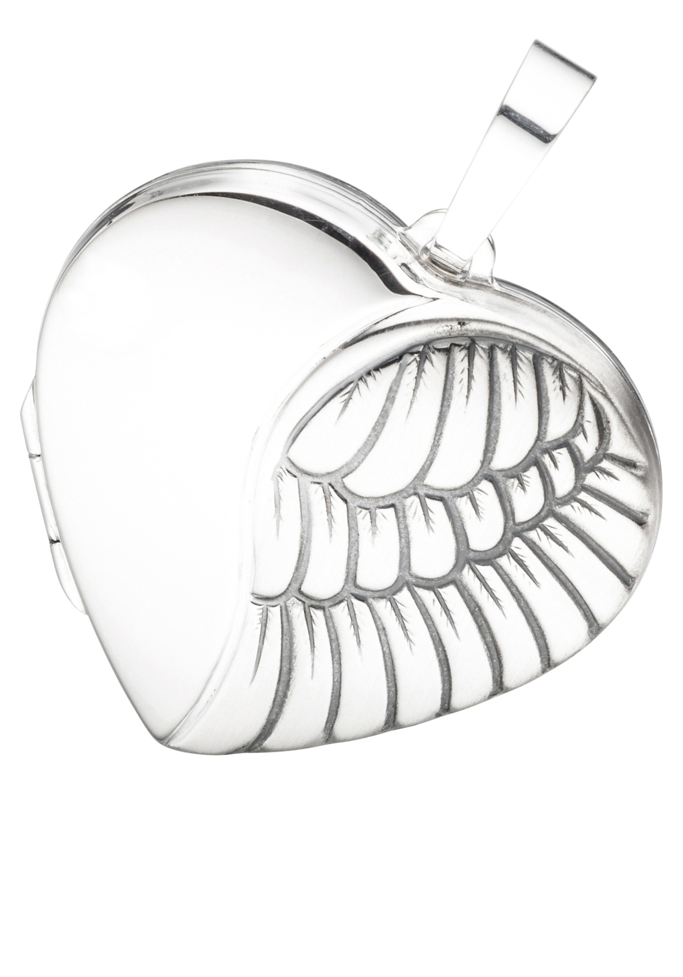 JOBO Medallionanhänger »Anhänger Medaillon Herz Flügel 29 mm« ()  925 Silber rhodiniert für 2 Fotos