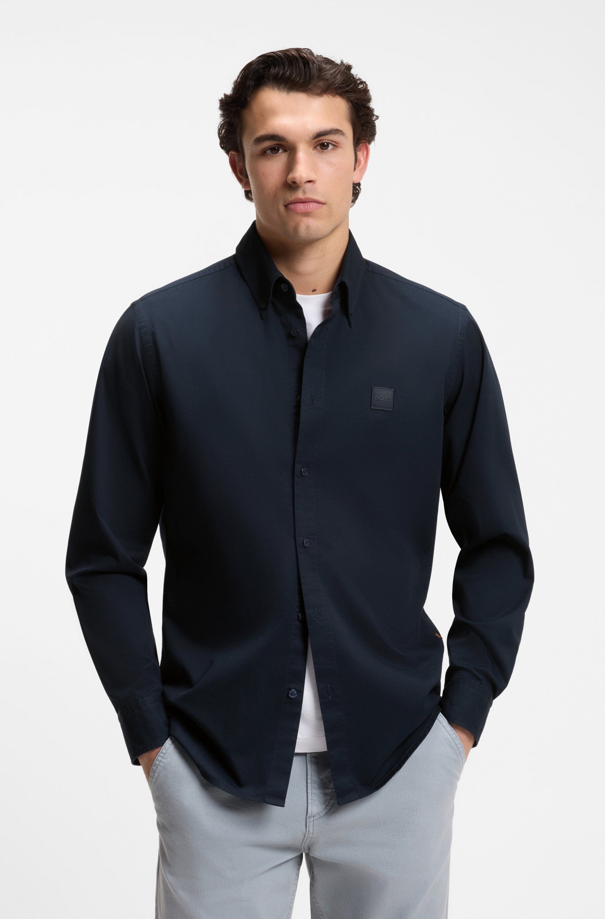 BOSS ORANGE Langarmhemd »Ricoplus M« Button-down-Kragen, Regular Fit, reine Baumwolle