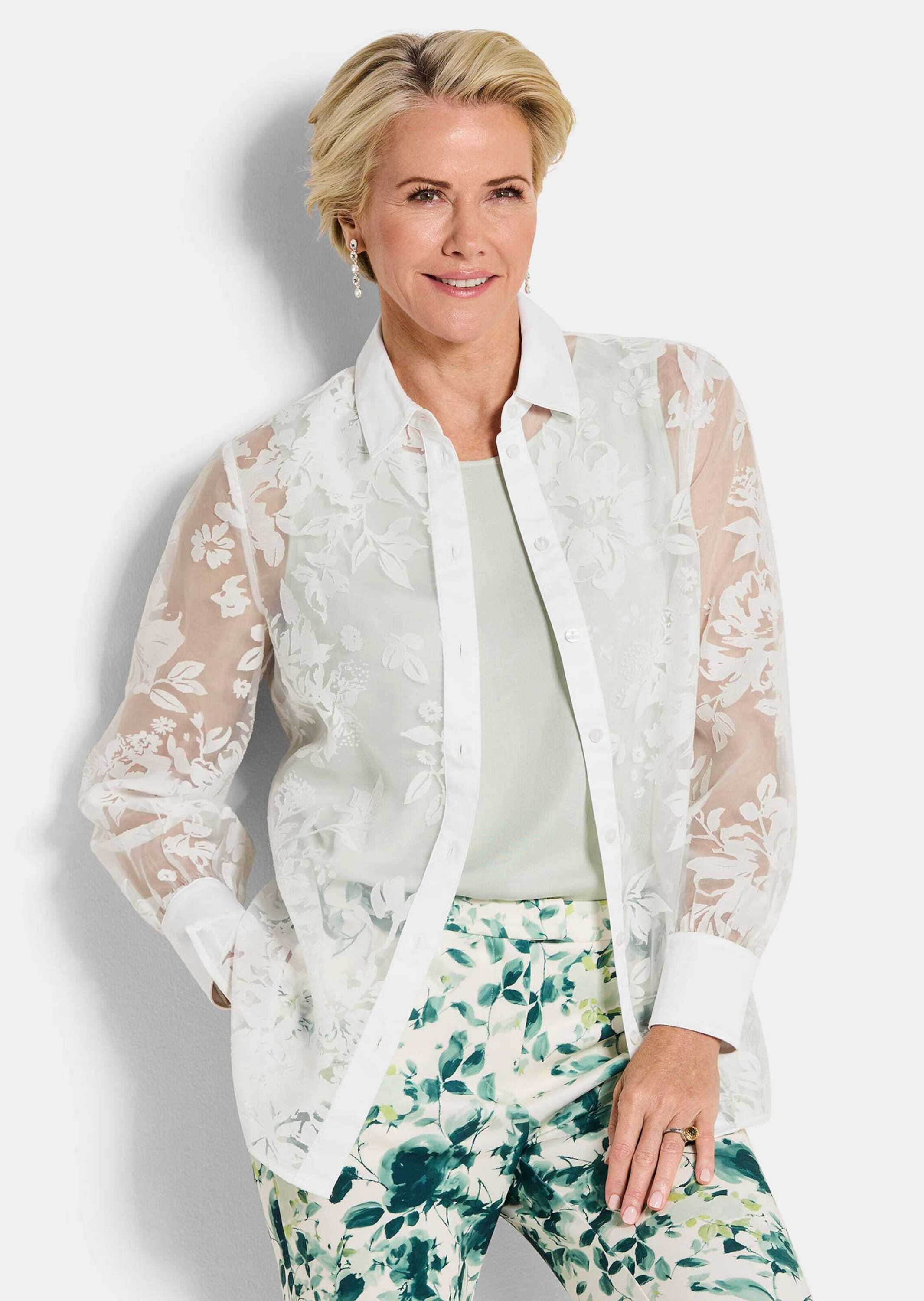 Thumbnail - GOLDNER Hemdbluse "Hemdbluse mit floralem Muster" florale Ausbrennerware