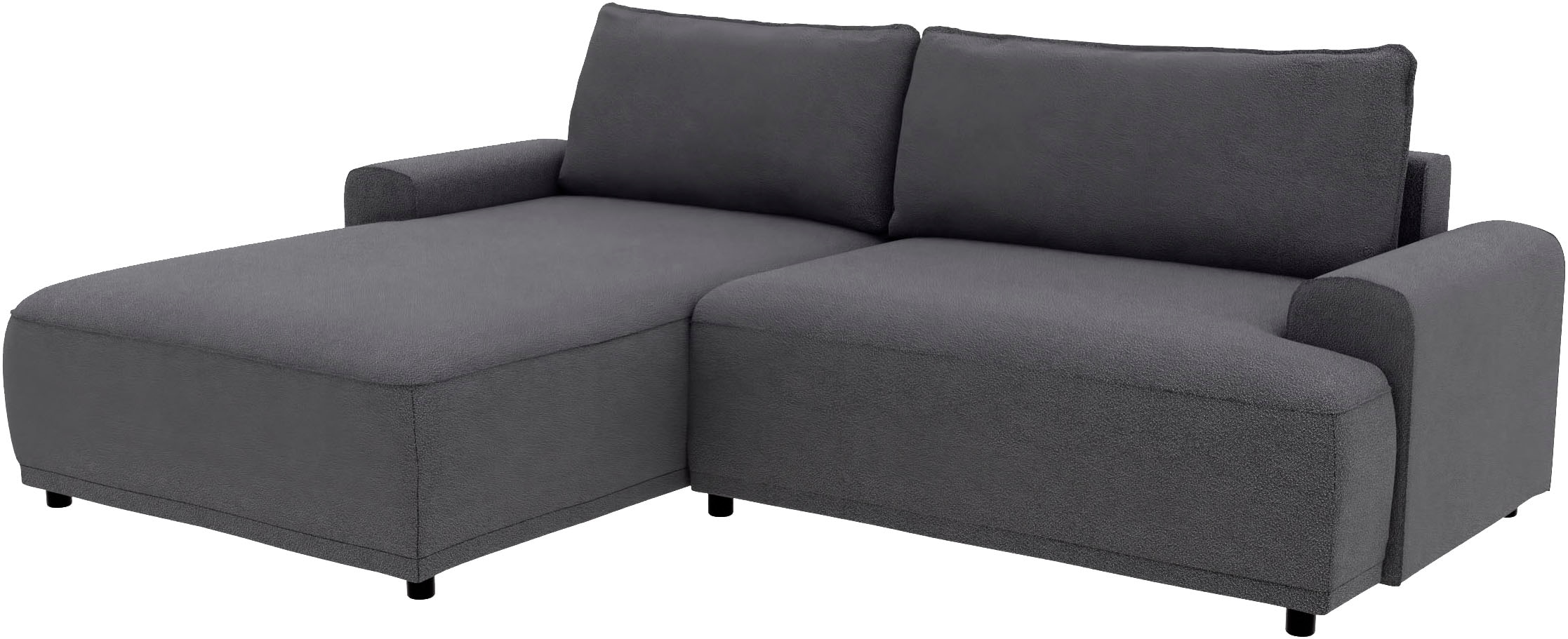 TRENDMANUFAKTUR Ecksofa »Fordon, Schlafsofa mit Bettkasten, Couch in L-Form, Breite 250 cm«, in Struktur fein LEO, haustierfreundlich, anthrazit, Recamiere links