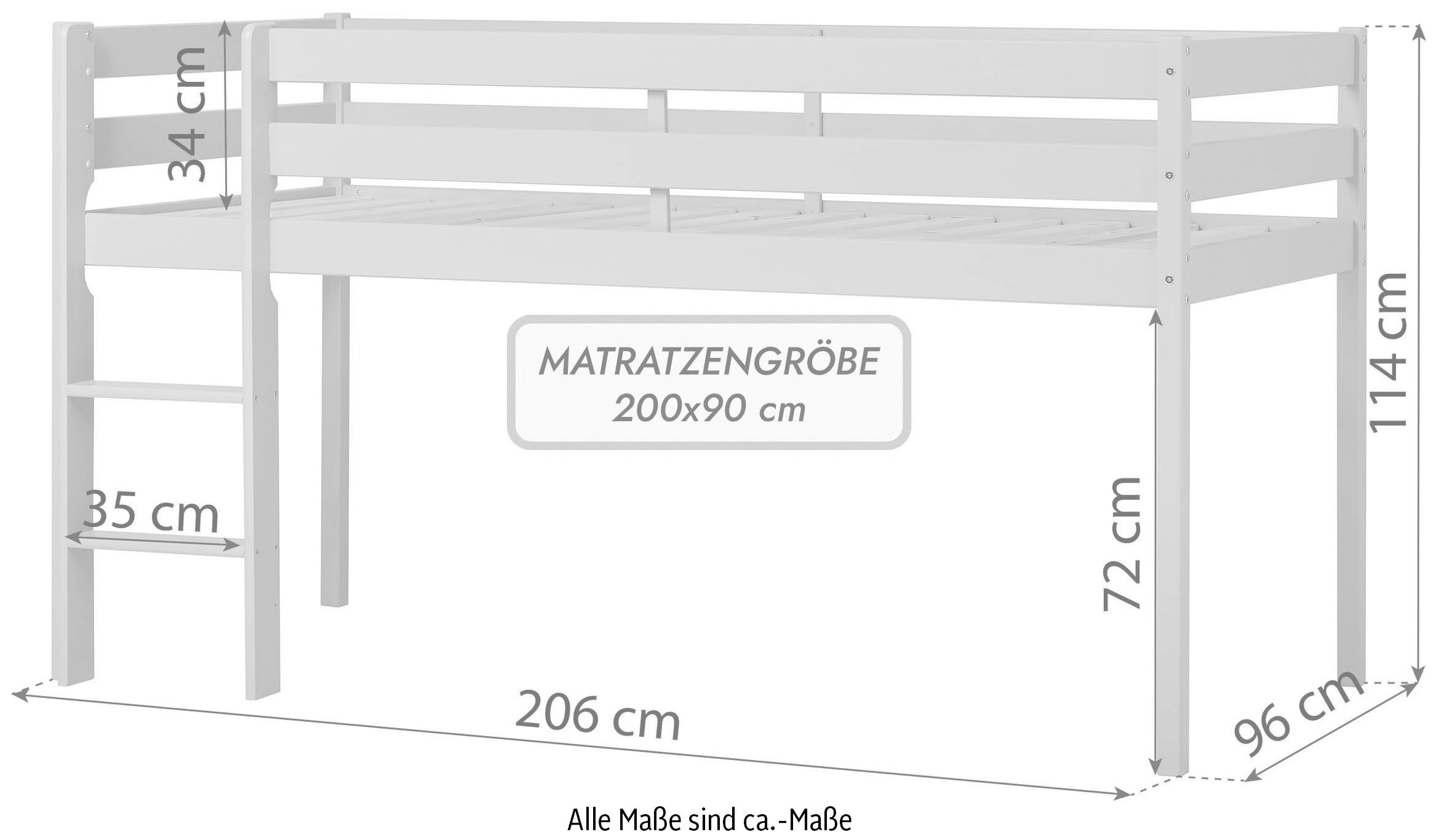 Hoppekids Spielbett »ECO COMFORT, Hochbett, in 2 Einzelbetten teilbar«, Höhe 72cm, Farbe & Größe & Matratze